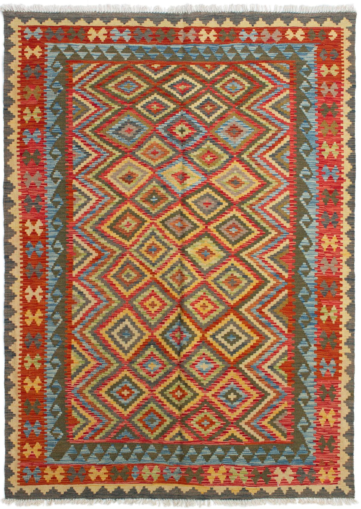 Hand woven Kashkoli FW Red Wool Kilim 5'8" x 7'11" Size: 5'8" x 7'11"  