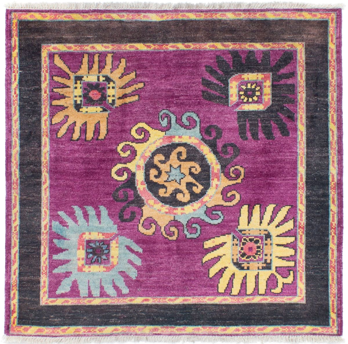 Hand-knotted Shalimar Purple Wool Rug 5'0" x 5'2" Size: 5'0" x 5'2"  