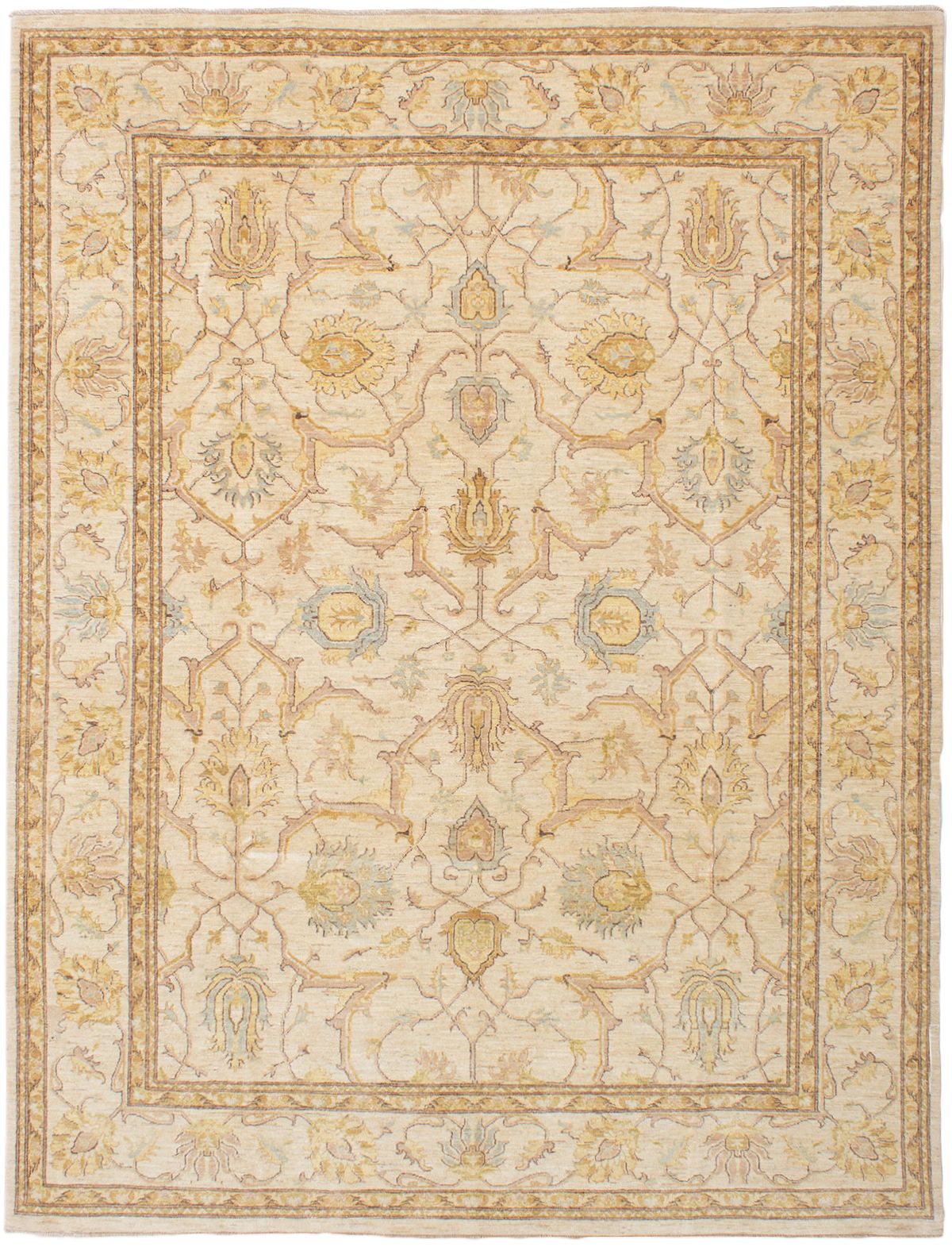Hand-knotted Chobi Finest Ivory Wool Rug 9'1" x 11'10"  Size: 9'1" x 11'10"  
