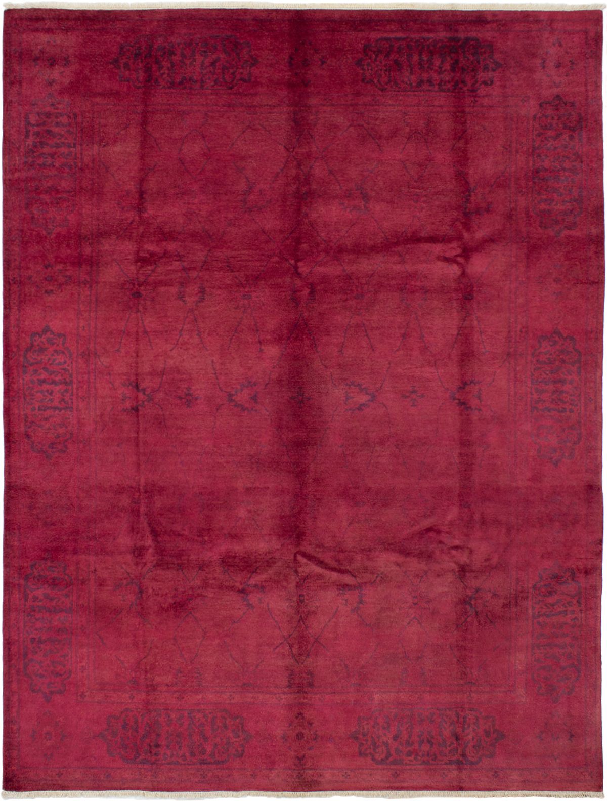 Hand-knotted Color transition Dark Red Wool Rug 9'0" x 11'9" Size: 9'0" x 11'9"  