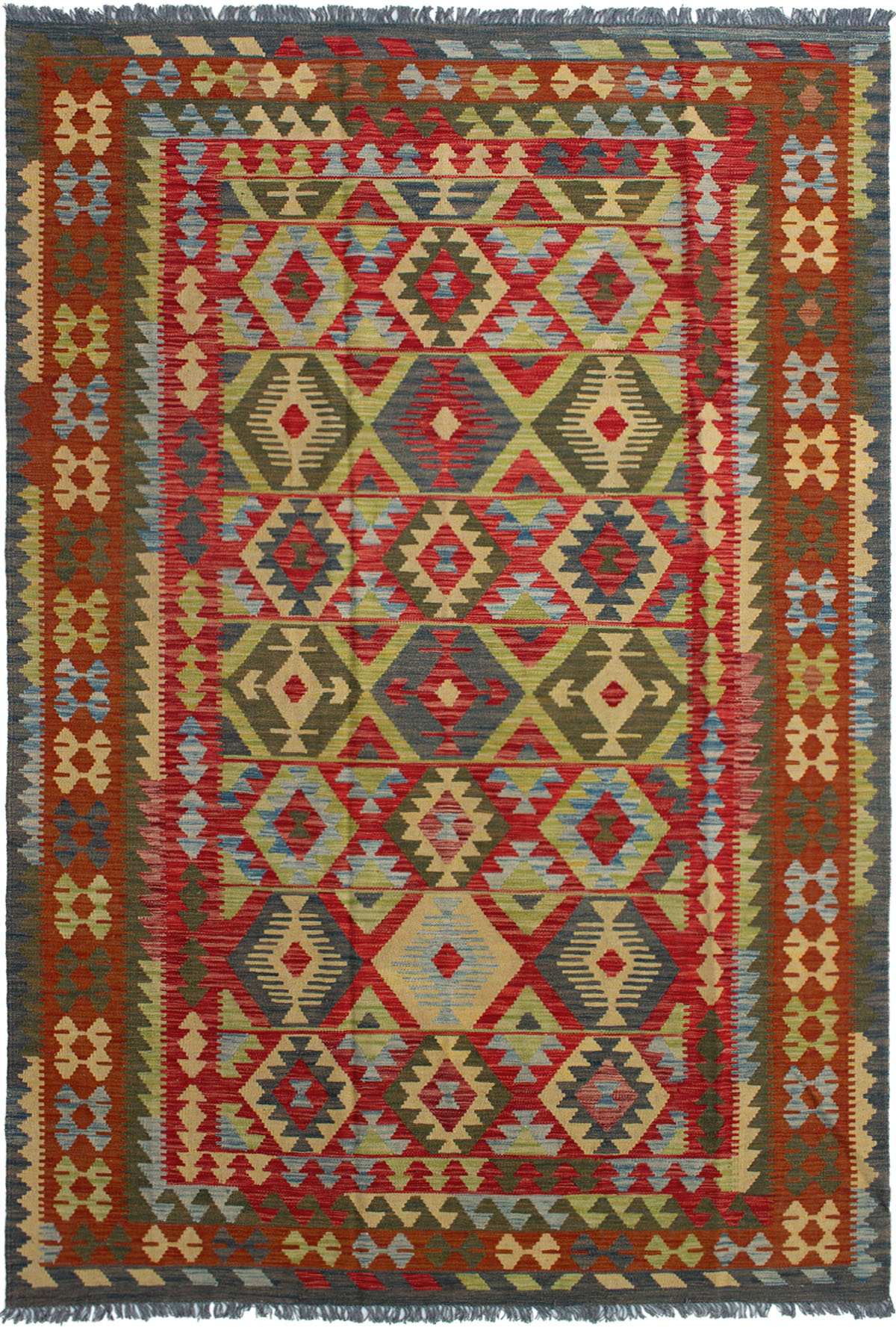 Hand woven Sivas Red Wool Kilim 6'5" x 9'10" Size: 6'5" x 9'11"  