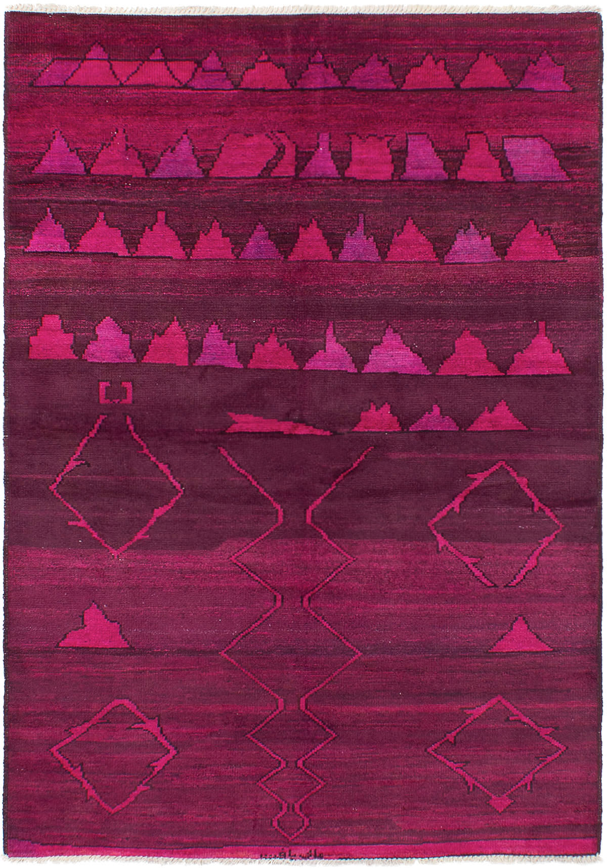 Hand-knotted Vibrance Dark Magenta Wool Rug 5'2" x 7'9" Size: 5'2" x 7'9"  