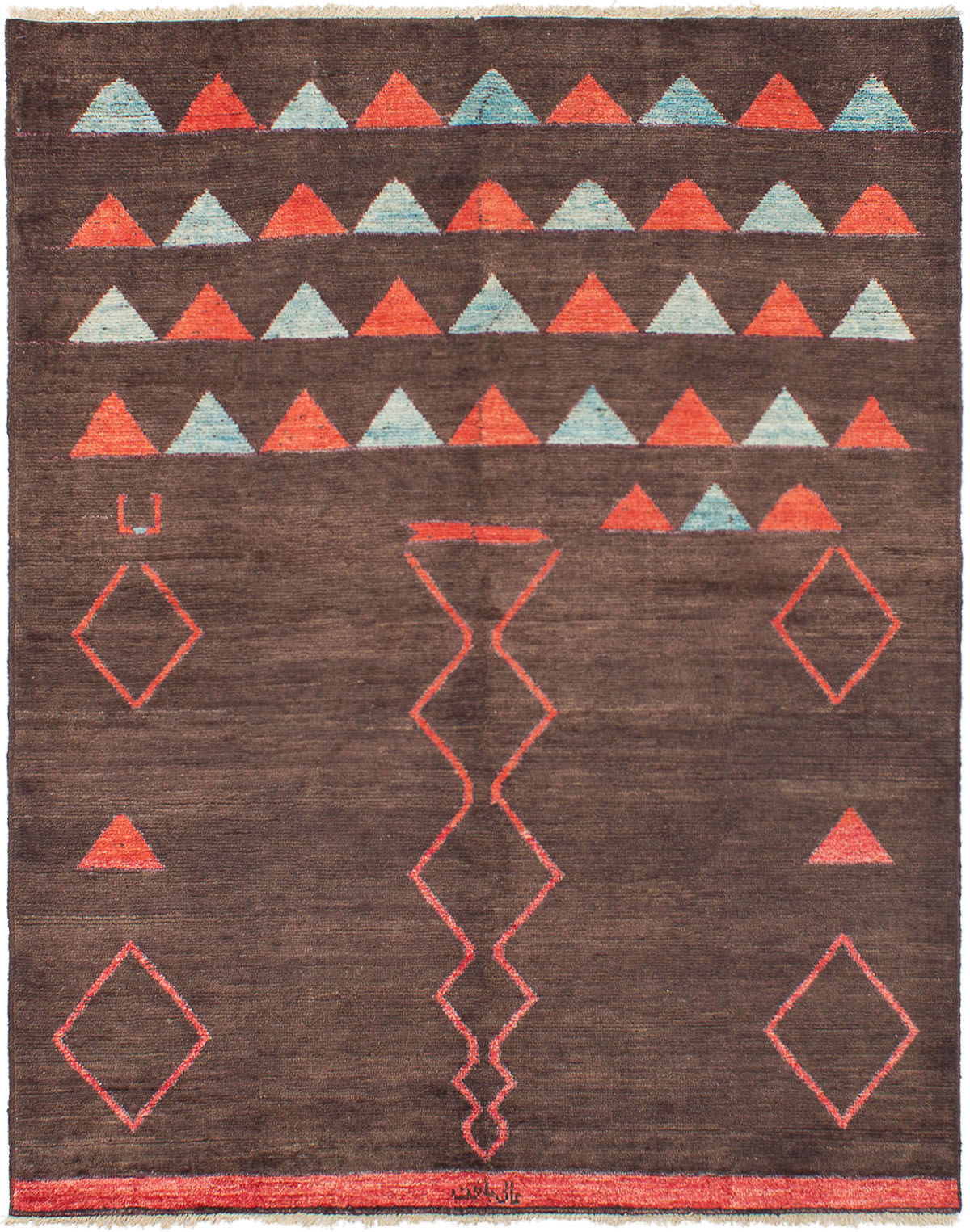 Hand-knotted Shalimar Dark Brown Wool Rug 6'10" x 8'6" Size: 6'10" x 8'6"  