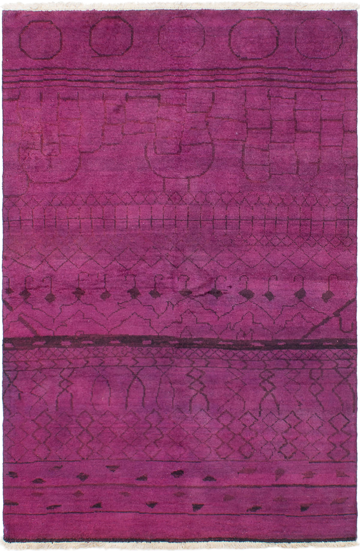 Hand-knotted Vibrance Dark Magenta Wool Rug 4'10" x 7'8" Size: 4'10" x 7'8"  