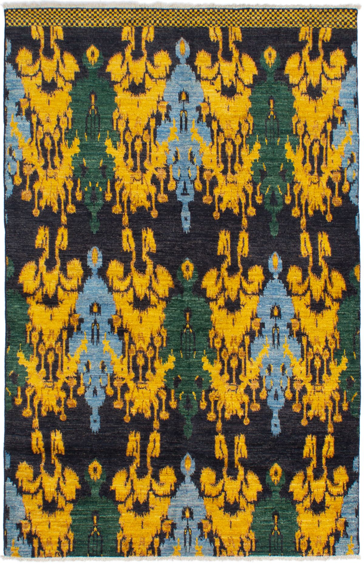 Hand-knotted Shalimar Black, Gold Wool Rug 6'0" x 9'5" Size: 6'0" x 9'5"  