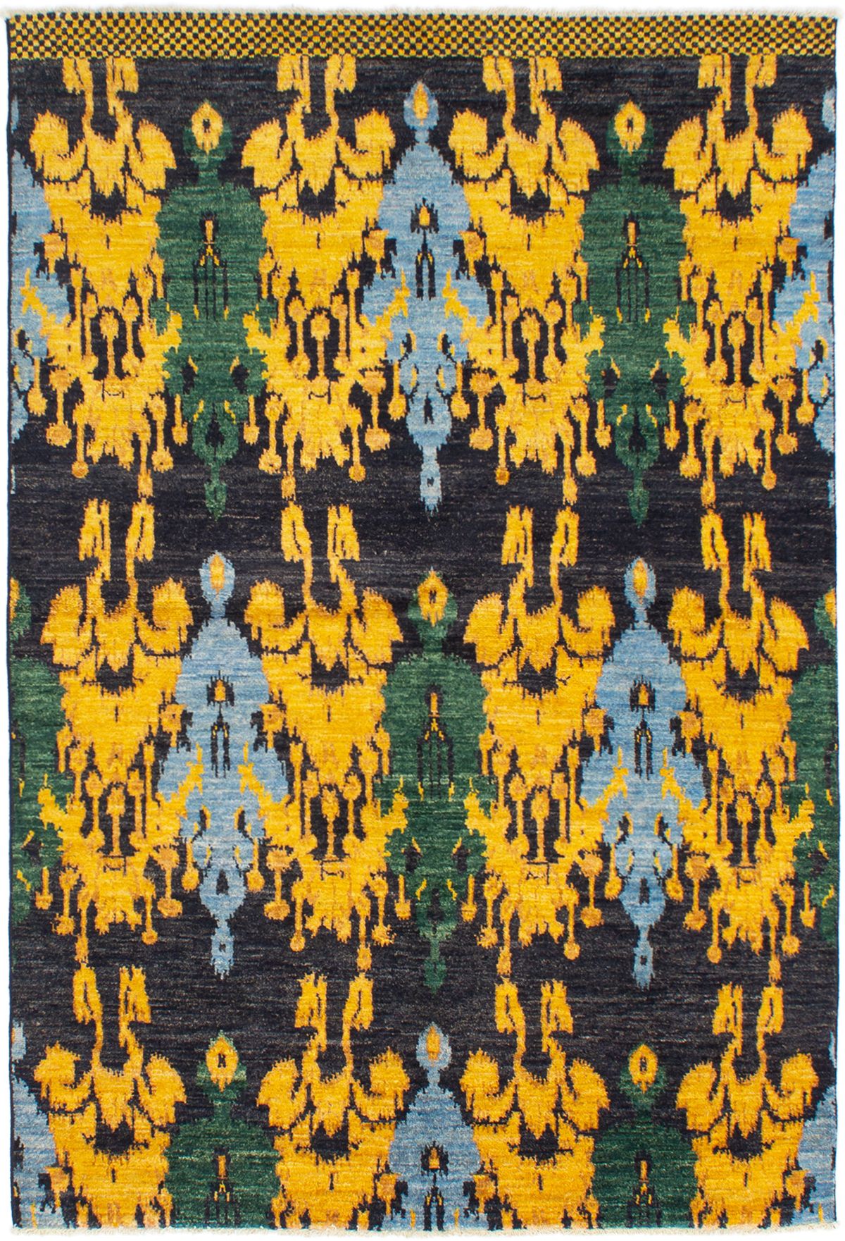 Hand-knotted Shalimar Black, Gold Wool Rug 6'0" x 8'10" Size: 6'0" x 8'10"  