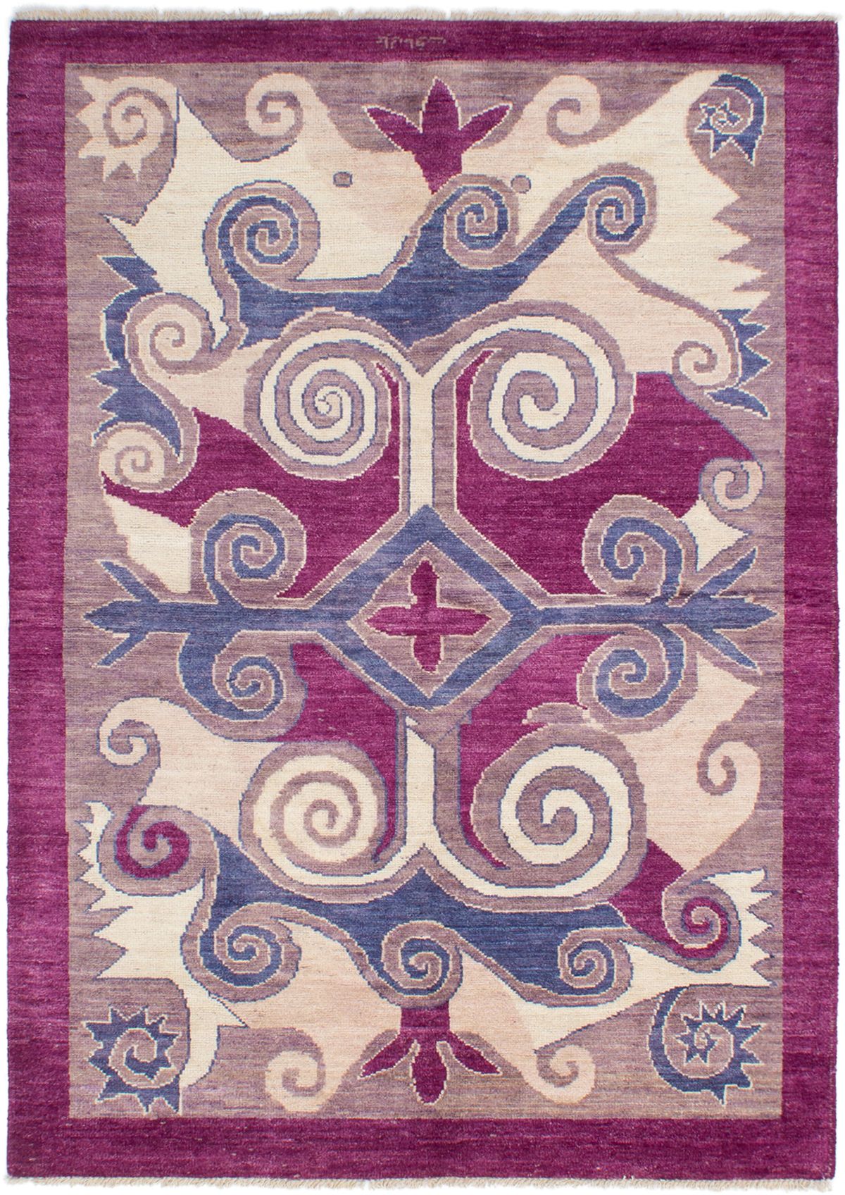 Hand-knotted Shalimar Purple Wool Rug 6'3" x 8'10" Size: 6'3" x 8'10"  