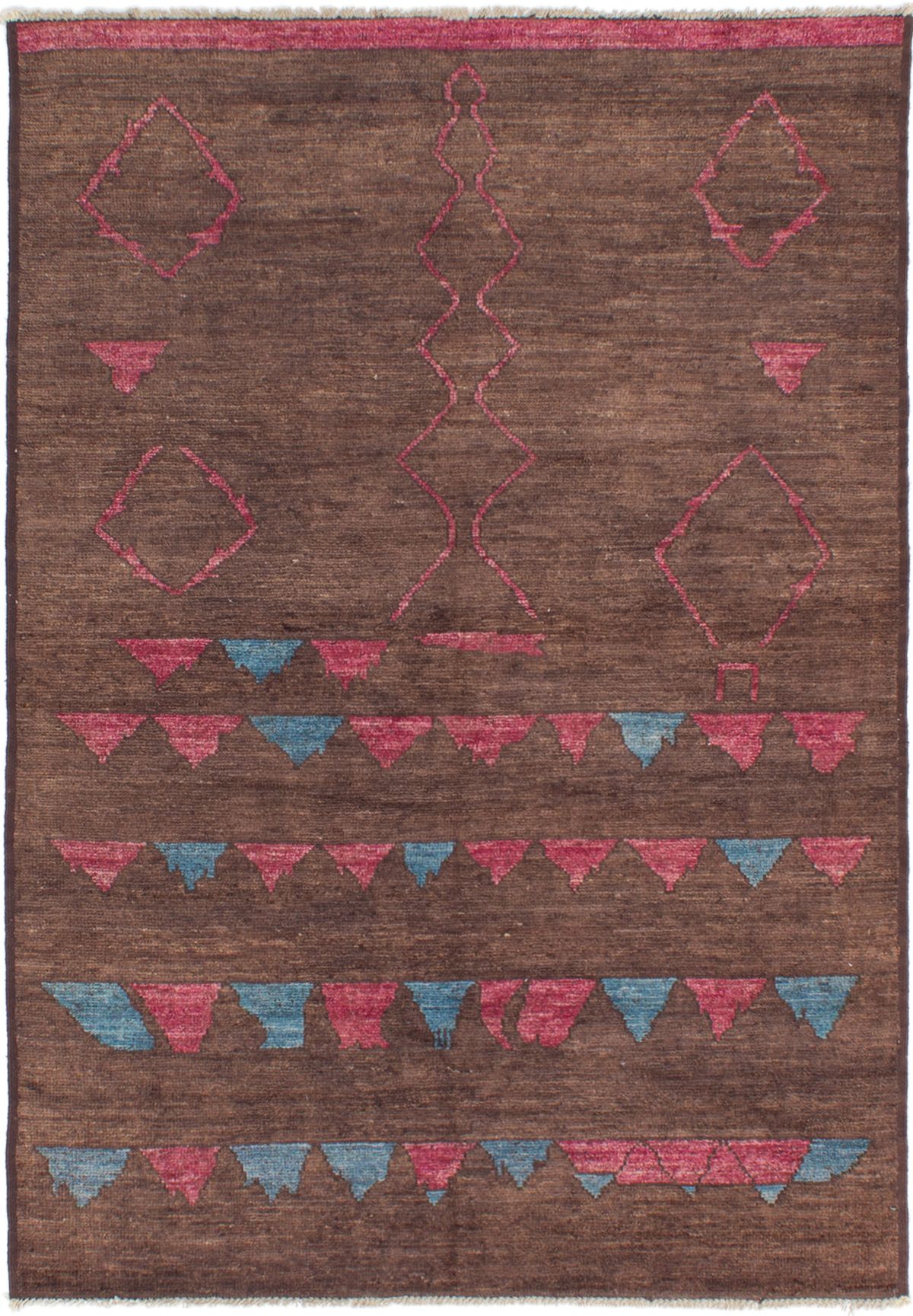Hand-knotted Shalimar Dark Brown Wool Rug 6'1" x 8'8" Size: 6'1" x 8'8"  