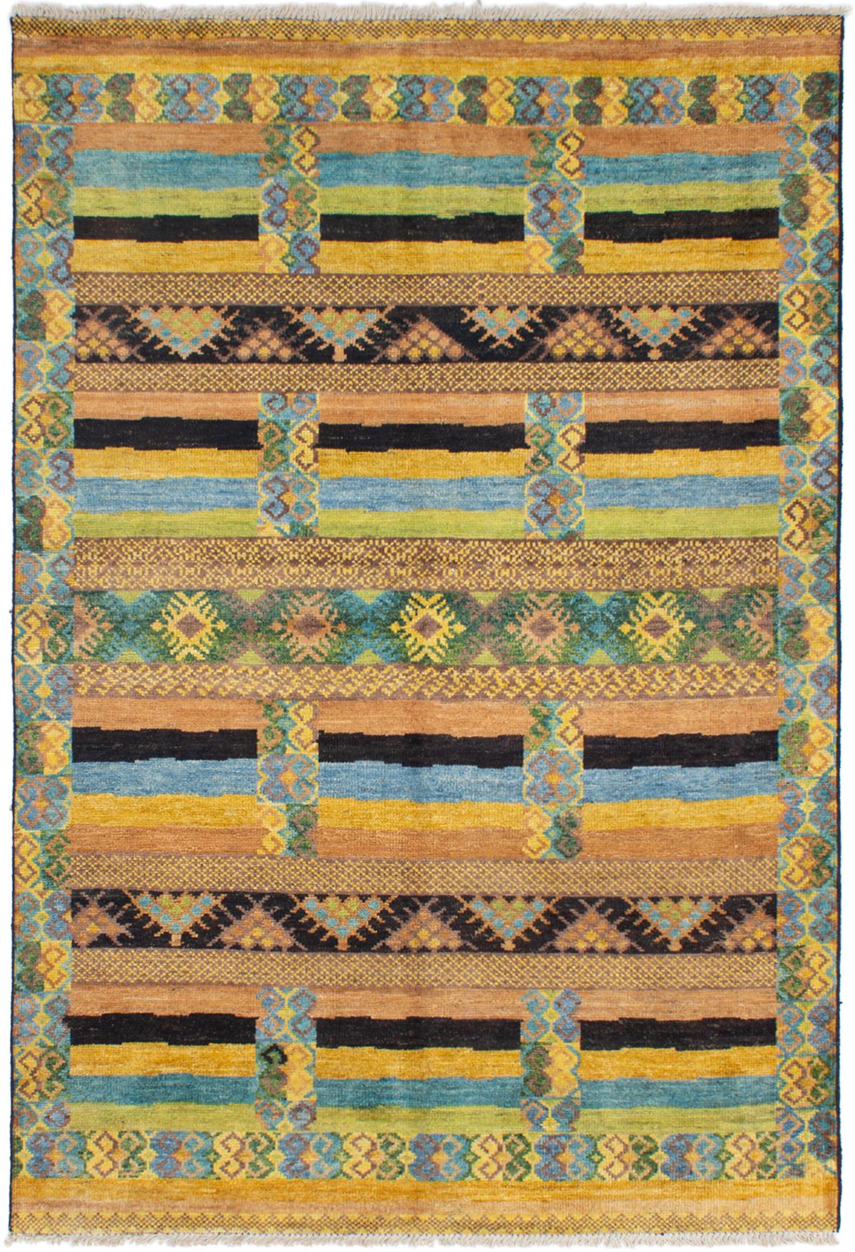 Hand-knotted Shalimar Brown, Dark Gold Wool Rug 6'4" x 9'3" Size: 6'4" x 9'3"  