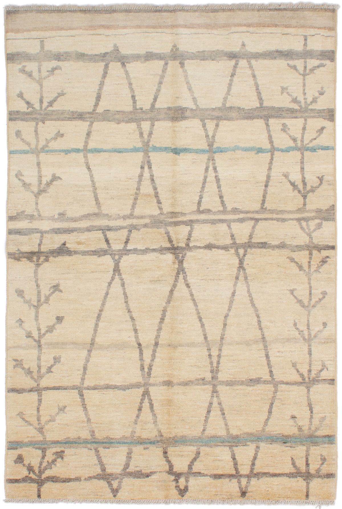 Hand-knotted Tangier Cream Wool Rug 6'0" x 8'10" Size: 6'0" x 8'10"  