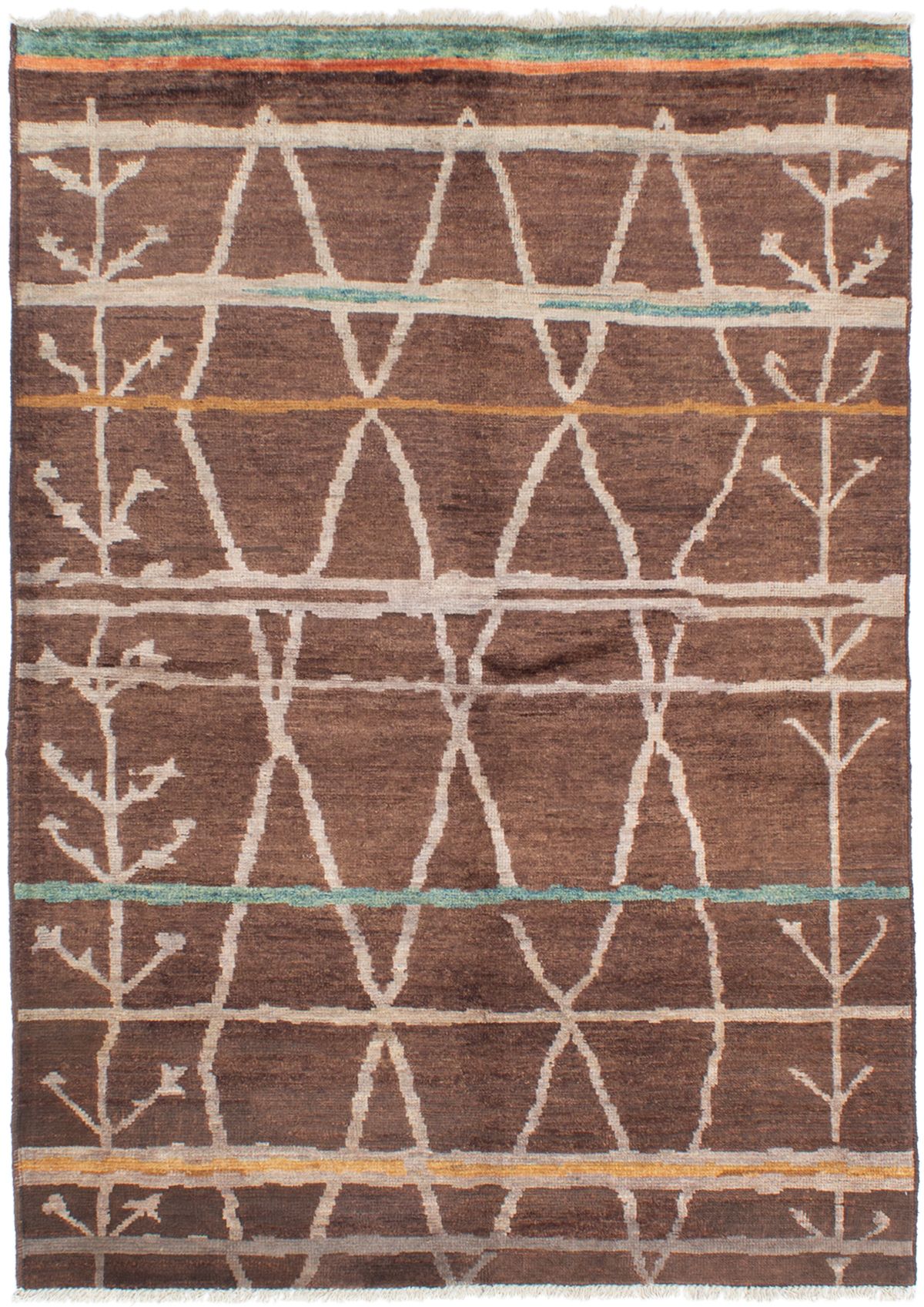 Hand-knotted Shalimar Dark Brown Wool Rug 6'1" x 8'8"  Size: 6'1" x 8'8"  