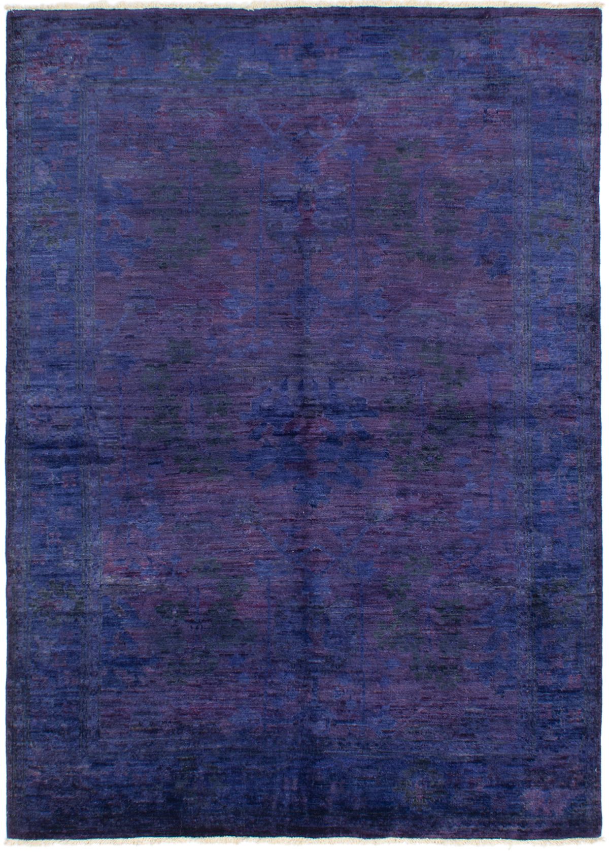 Hand-knotted Vibrance Indigo Wool Rug 6'1" x 8'8" Size: 6'1" x 8'8"  