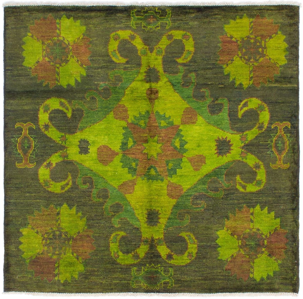 Hand-knotted Vibrance Dark Brown, Olive Wool Rug 6'6" x 6'2" Size: 6'6" x 6'2"  