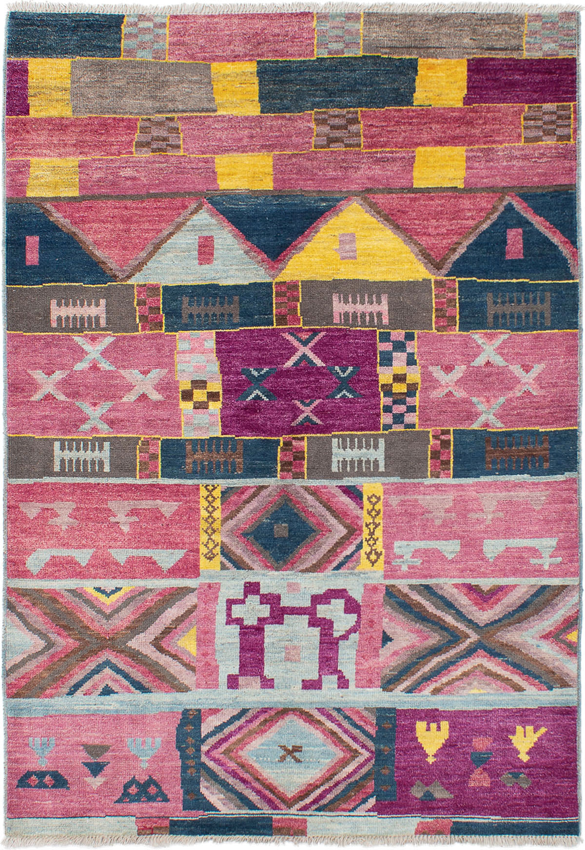 Hand-knotted Shalimar Dark Pink Wool Rug 6'3" x 8'10" Size: 6'3" x 8'10"  