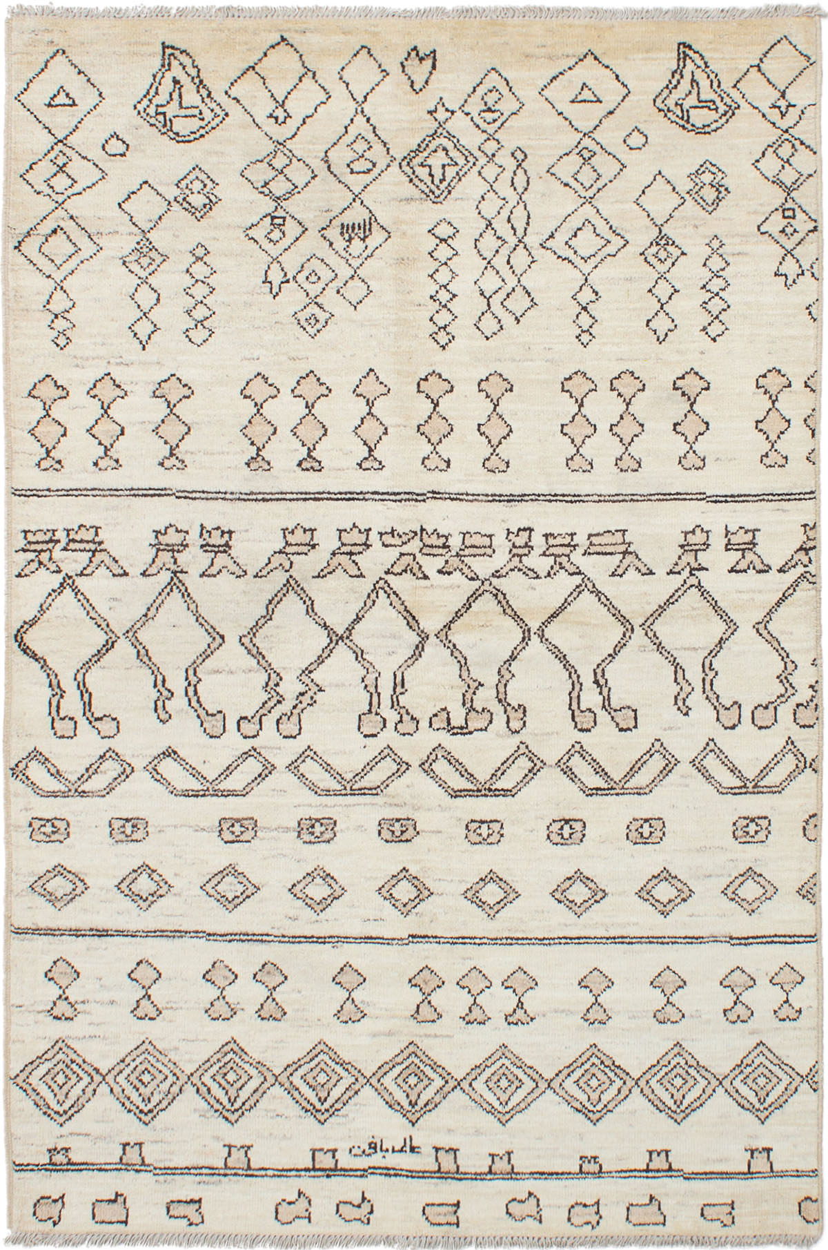 Hand-knotted Tangier Cream Wool Rug 5'10" x 8'10" Size: 5'10" x 8'10"  