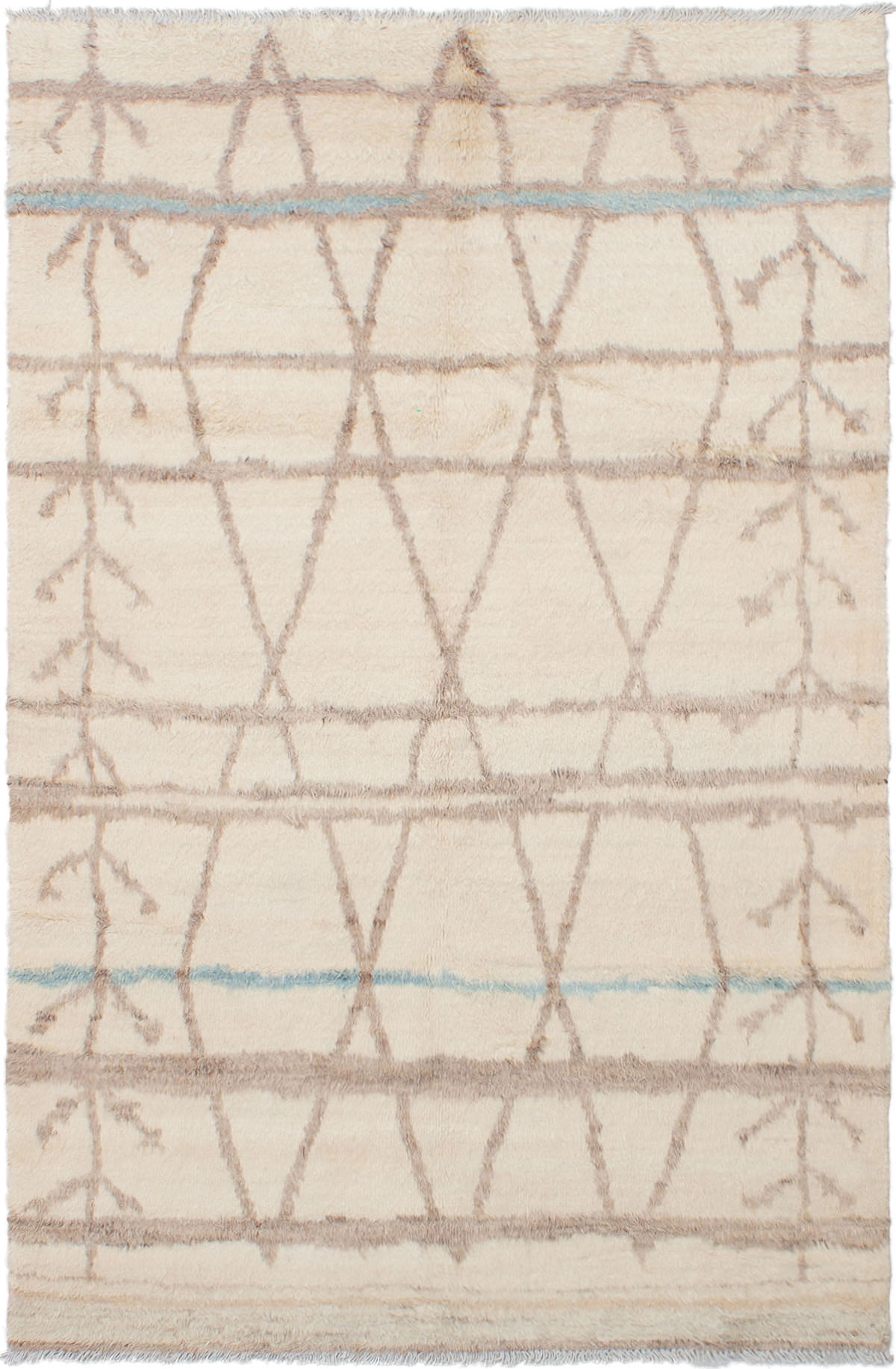 Hand-knotted Tangier Cream Wool Rug 6'0" x 8'4" Size: 6'0" x 8'4"  