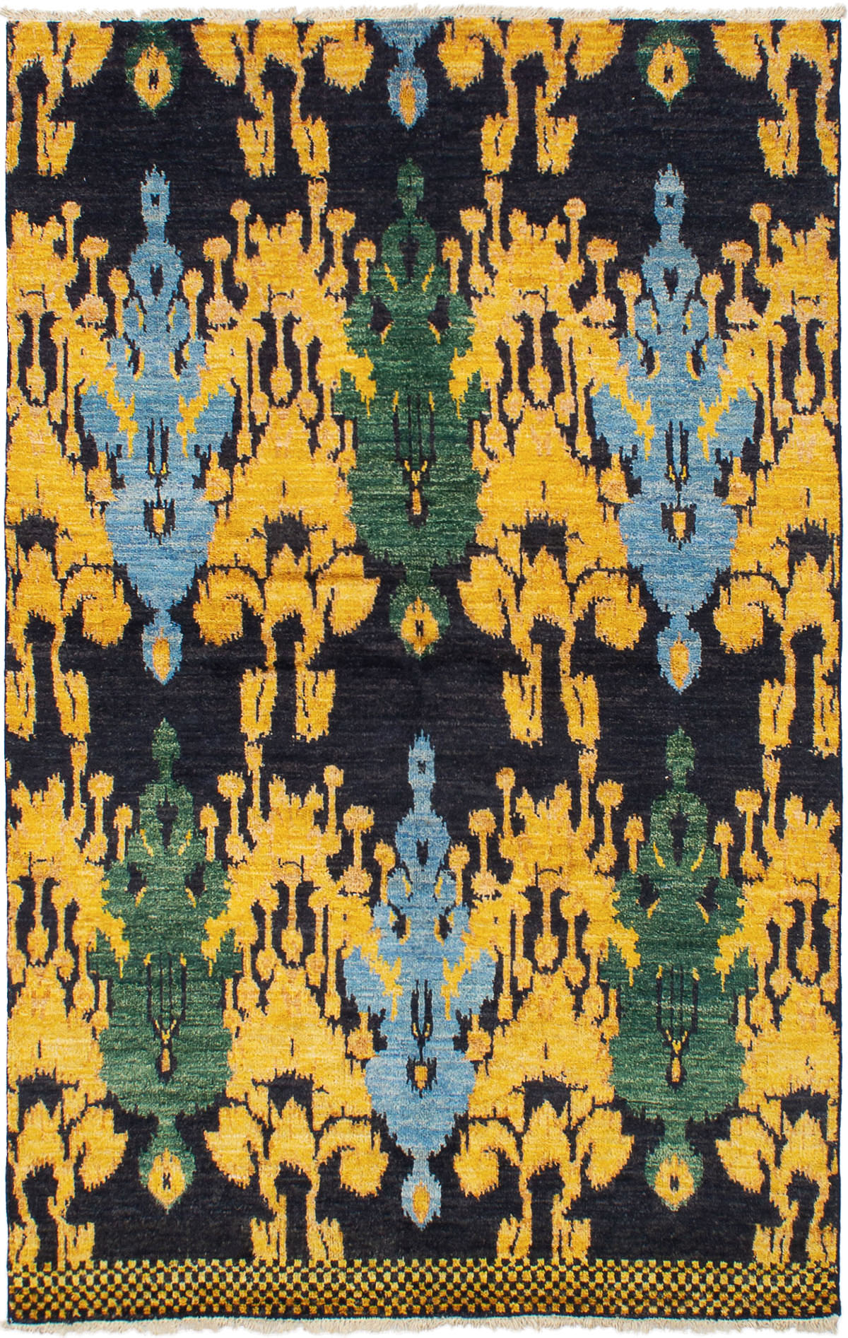 Hand-knotted Shalimar Black, Gold Wool Rug 5'2" x 8'2" Size: 5'2" x 8'2"  