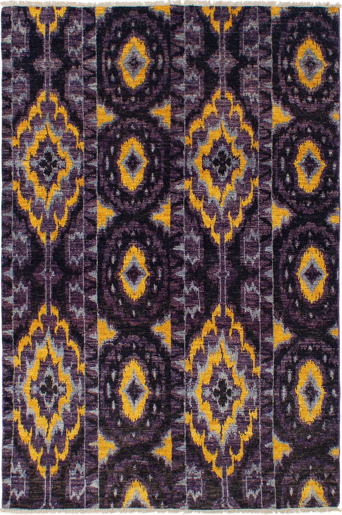 Hand-knotted Shalimar Black, Purple Wool Rug 6'0" x 9'1" Size: 6'0" x 9'1"  