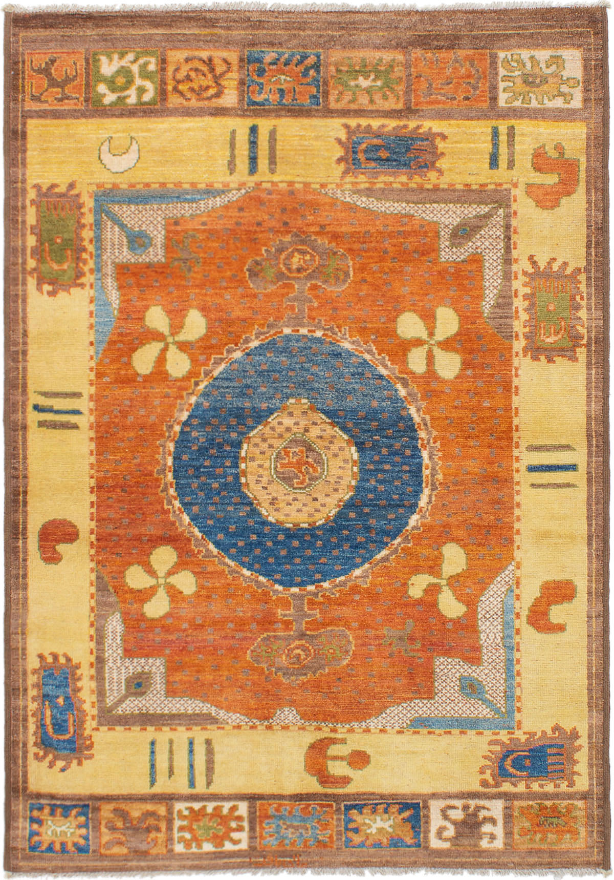 Hand-knotted Shalimar Copper Wool Rug 6'2" x 8'10" Size: 6'2" x 8'10"  