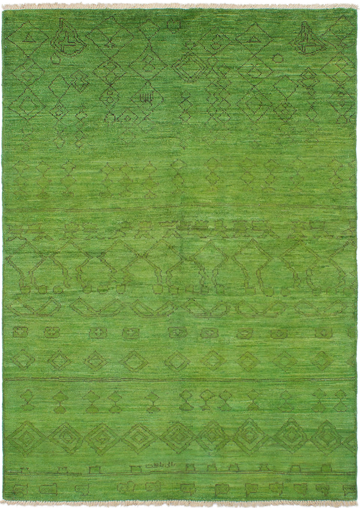 Hand-knotted Vibrance Light Green Wool Rug 6'0" x 8'9" Size: 6'0" x 8'9"  