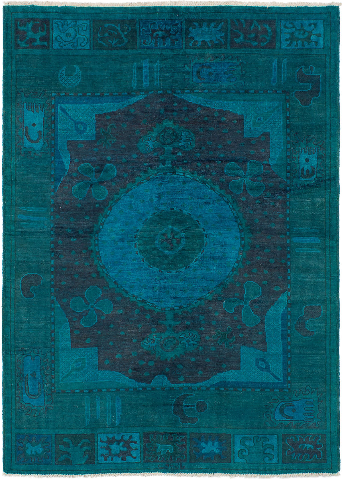 Hand-knotted Vibrance Teal Wool Rug 6'3" x 8'8" Size: 6'3" x 8'8"  
