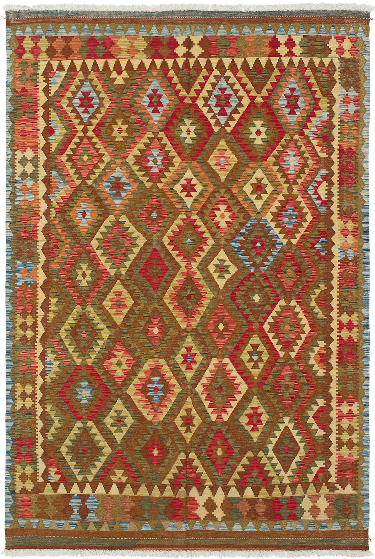 Hand woven Kashkoli FW Red Wool Kilim 6'5" x 9'9" Size: 6'5" x 9'9"  