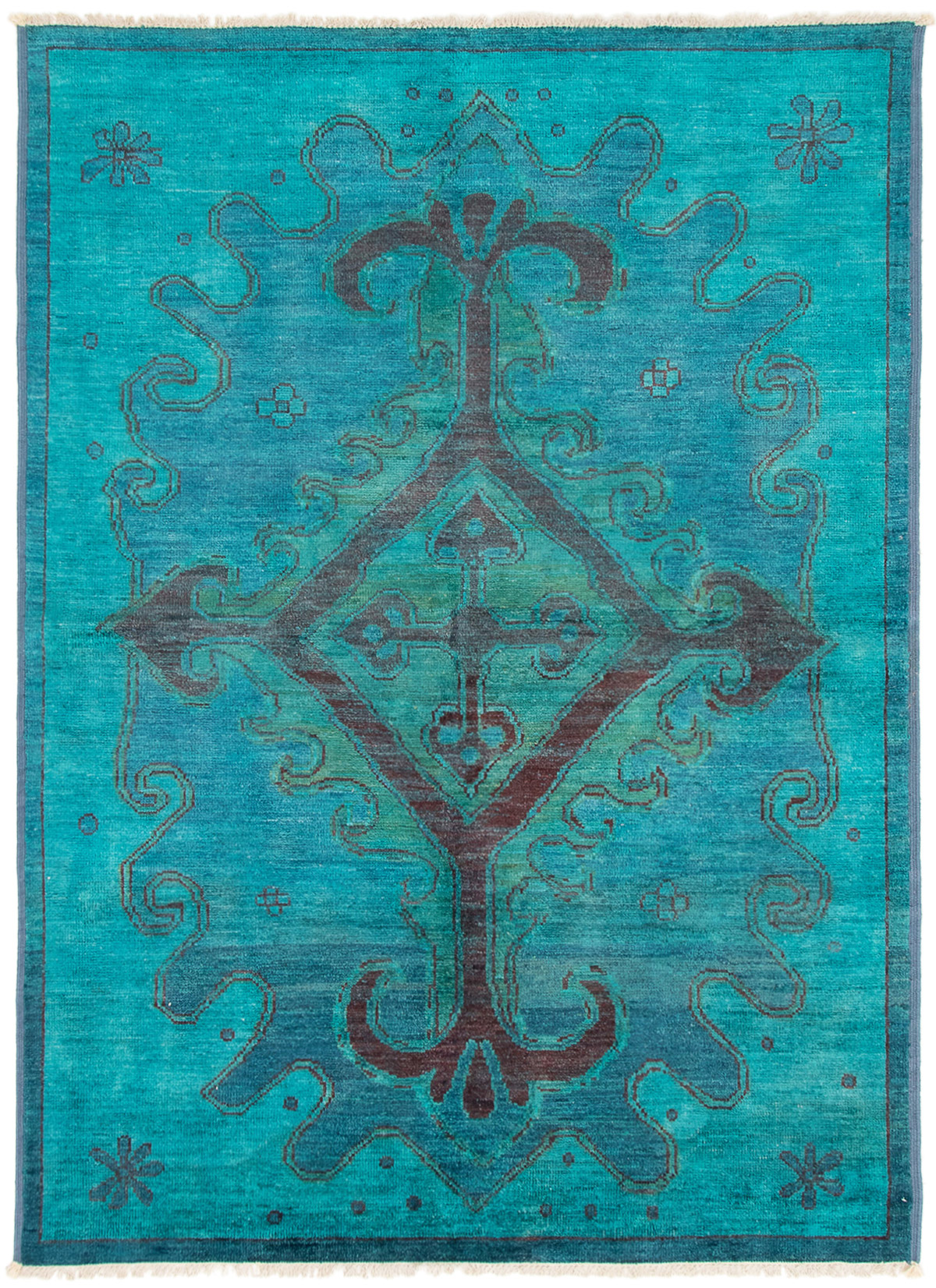 Hand-knotted Vibrance Cyan Wool Rug 6'5" x 8'10" Size: 6'5" x 8'10"  