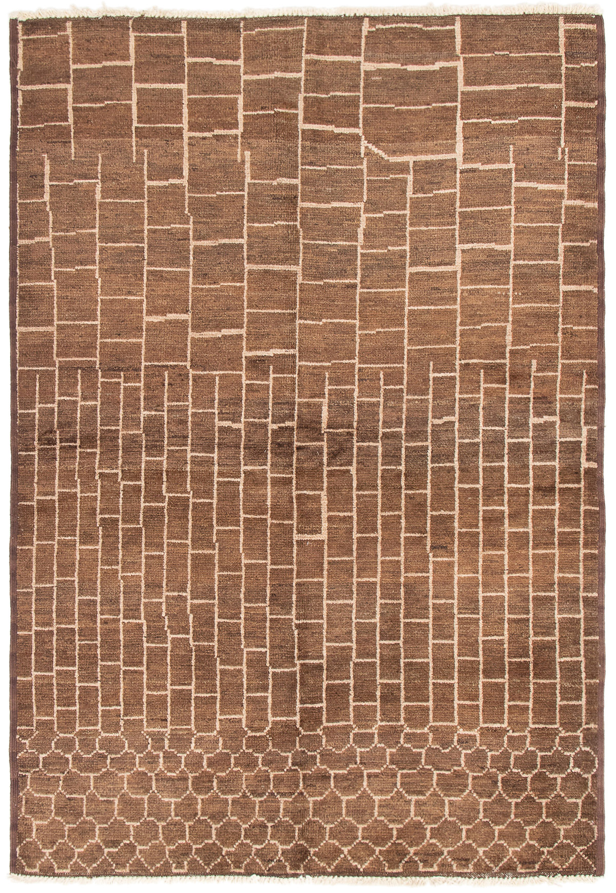 Hand-knotted Tangier Dark Brown Wool Rug 5'2" x 7'8" Size: 5'2" x 7'8"  