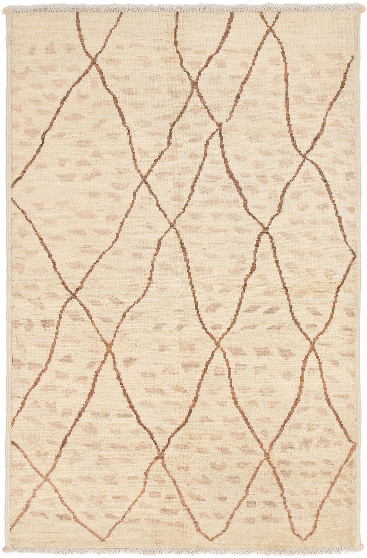 Hand-knotted Tangier Cream Wool Rug 5'0" x 7'10" Size: 5'0" x 7'10"  