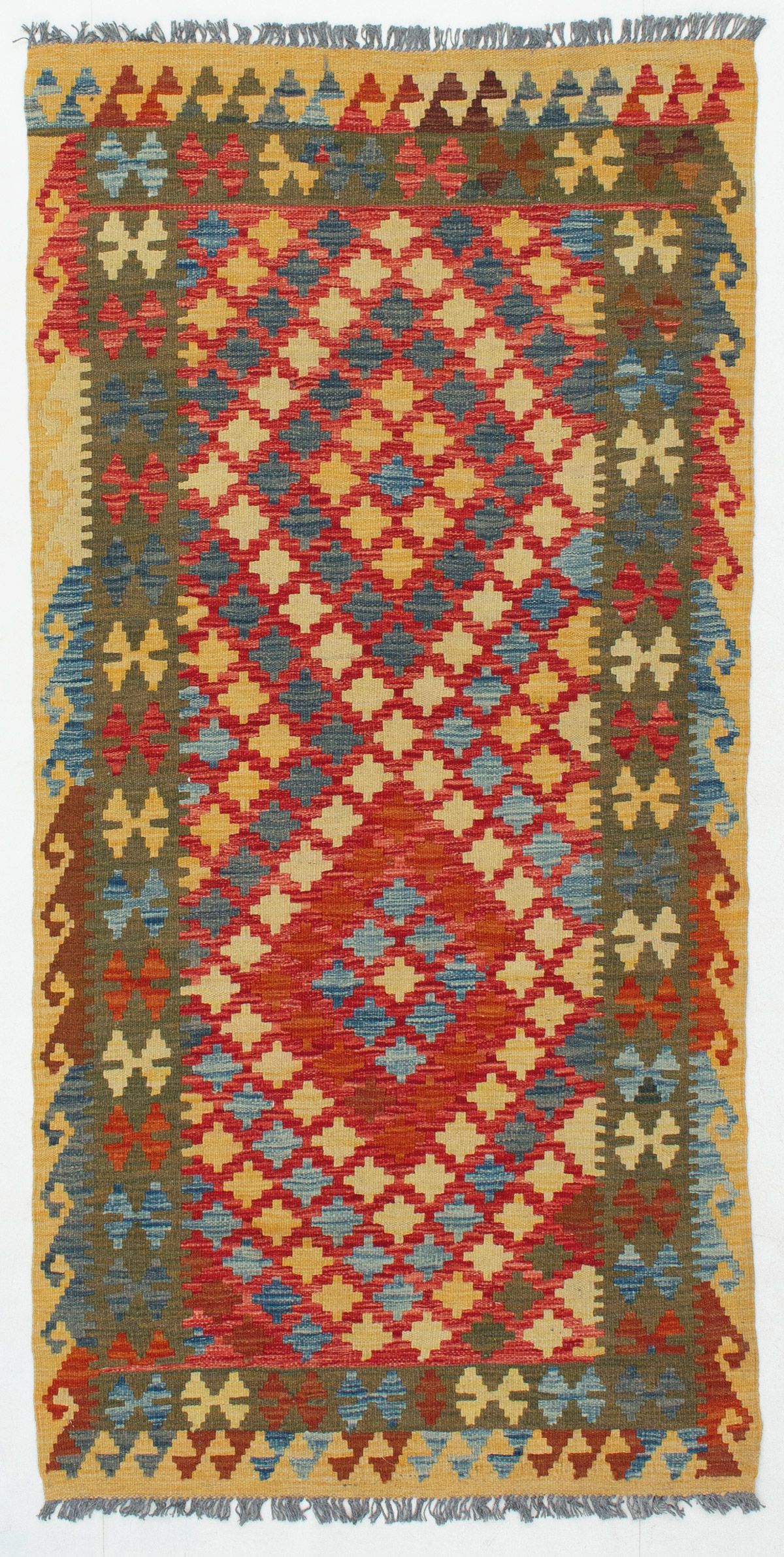 Hand woven Kashkoli FW Red Wool Kilim 3'4" x 6'10" Size: 3'4" x 6'10"  