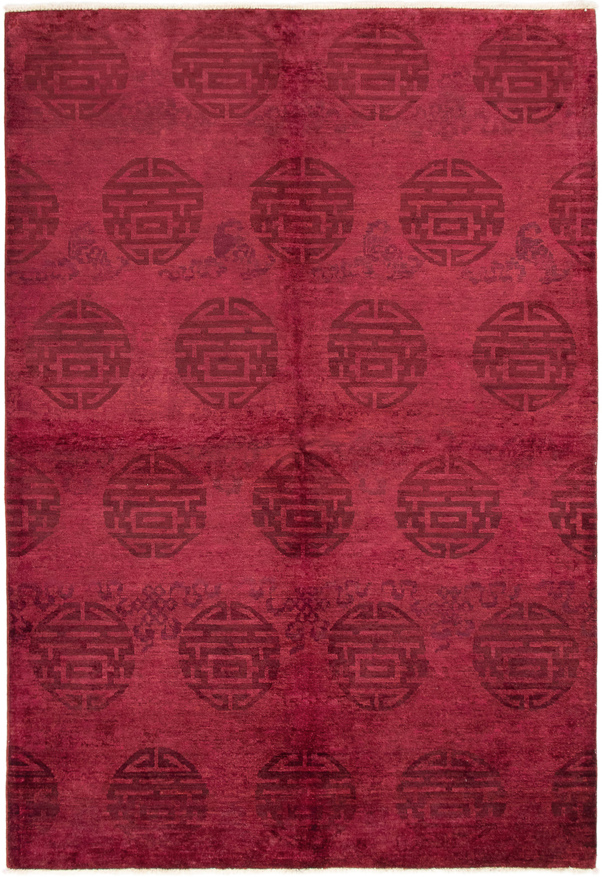Hand-knotted Vibrance Dark Red Wool Rug 6'0" x 8'10" Size: 6'0" x 8'10"  