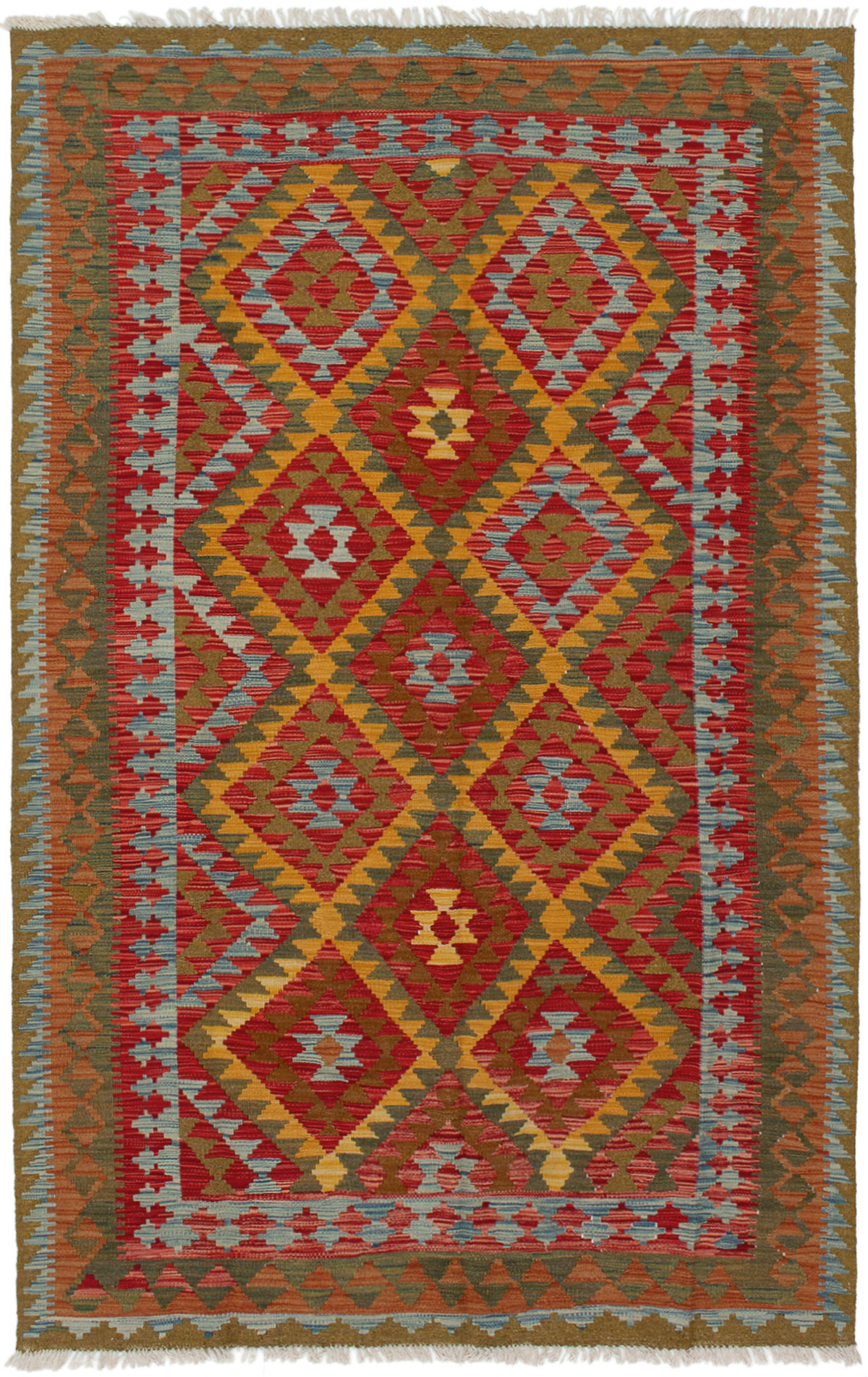 Hand woven Kashkoli FW Red Wool Kilim 5'0" x 8'1"  Size: 5'0" x 8'1"  