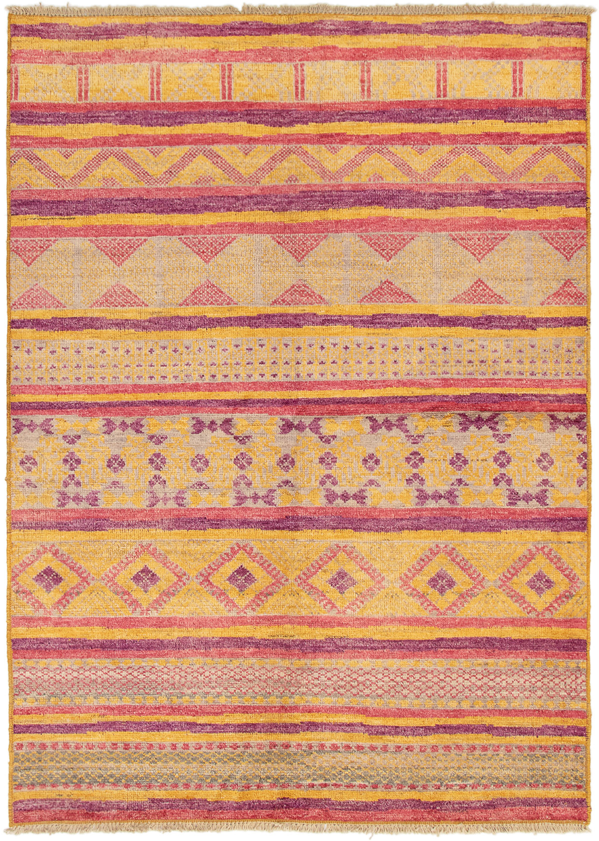 Hand-knotted Shalimar Gold, Red Wool Rug 6'3" x 8'10" Size: 6'3" x 8'10"  