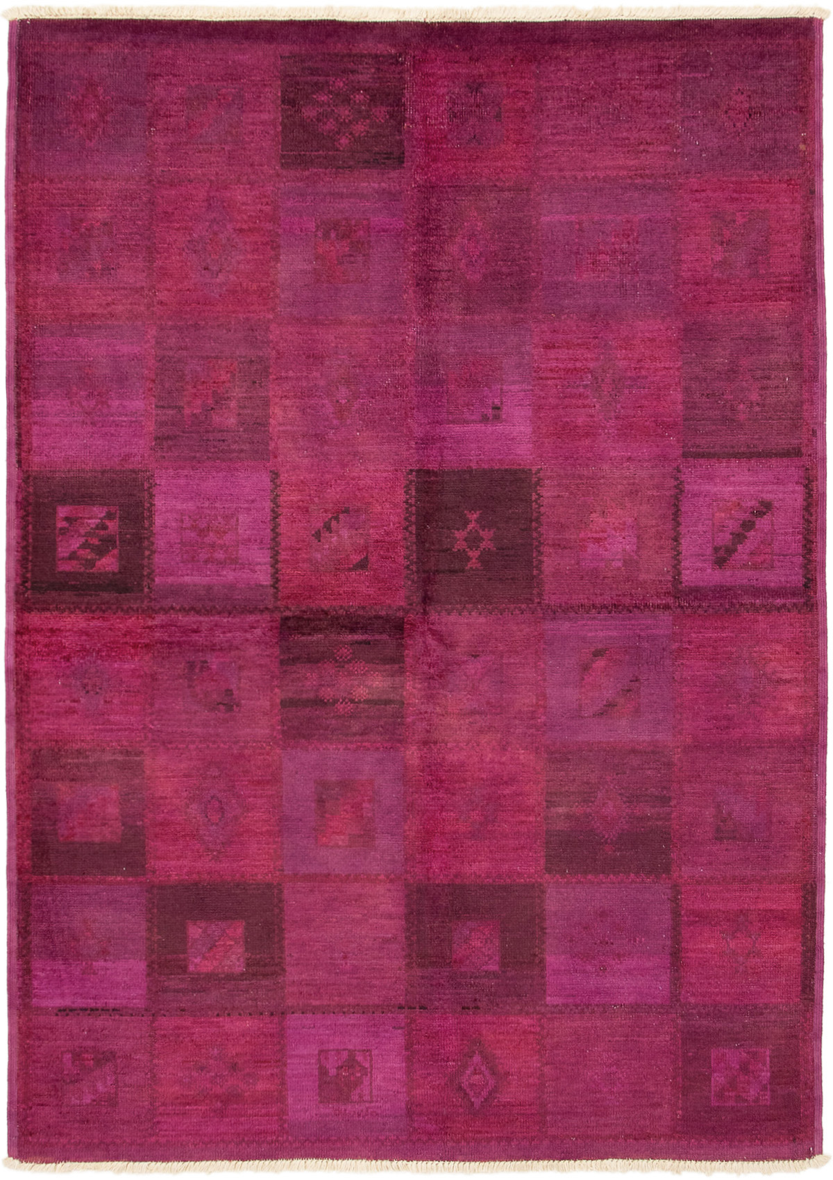Hand-knotted Vibrance Dark Magenta Wool Rug 6'2" x 8'10" Size: 6'2" x 8'10"  