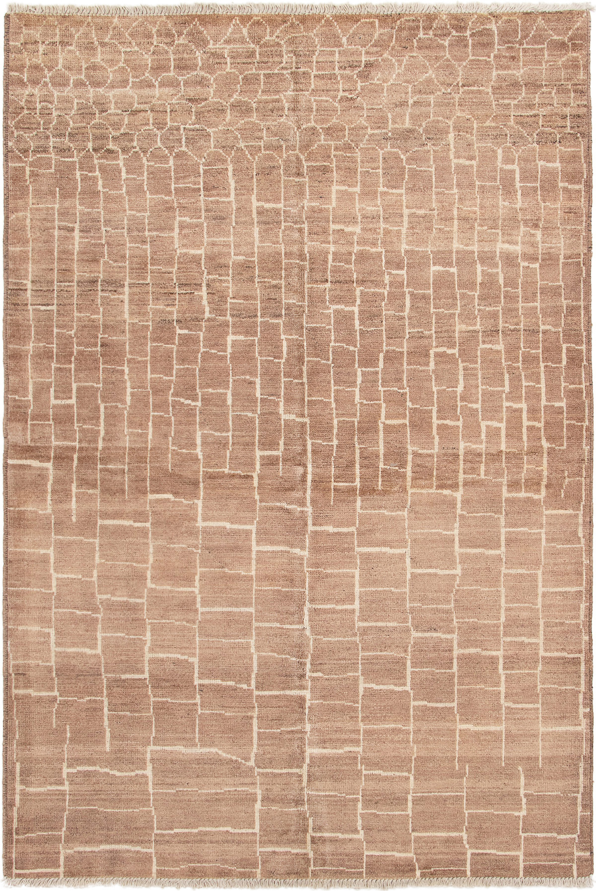 Hand-knotted Tangier Brown Wool Rug 6'0" x 8'10" Size: 6'0" x 8'10"  
