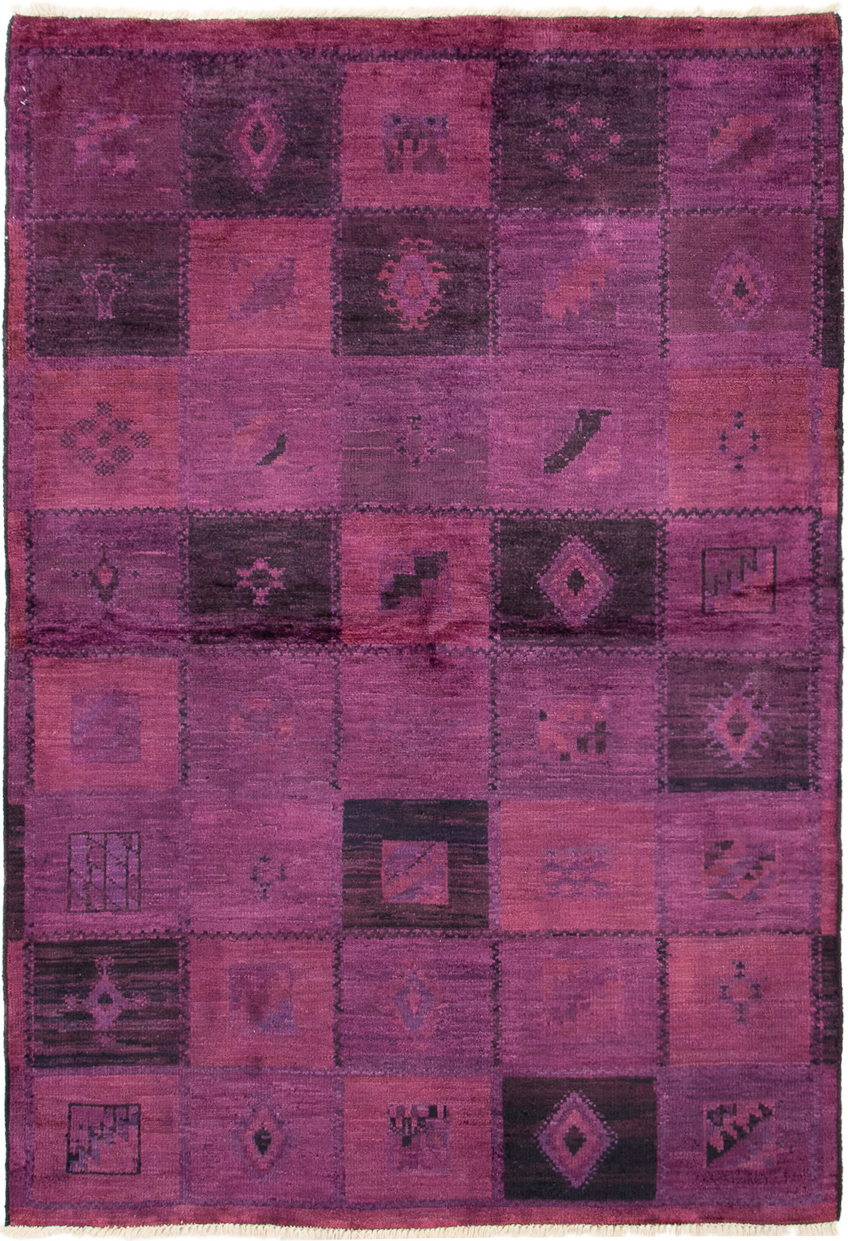 Hand-knotted Vibrance Dark Magenta,  Wool Rug 5'2" x 7'8" Size: 5'2" x 7'8"  