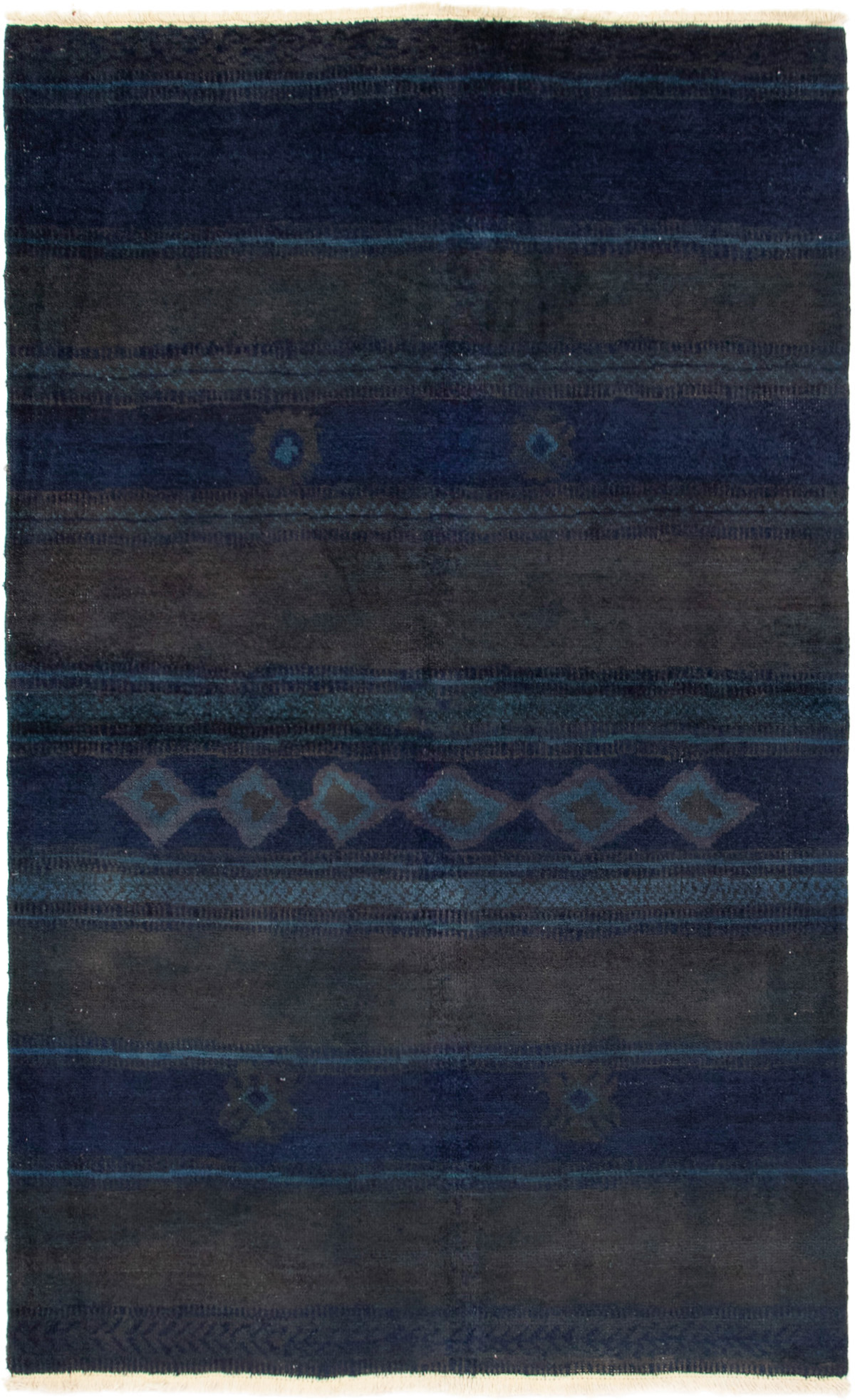 Hand-knotted Vibrance Dark Navy Wool Rug 4'10" x 7'10" Size: 4'10" x 7'10"  