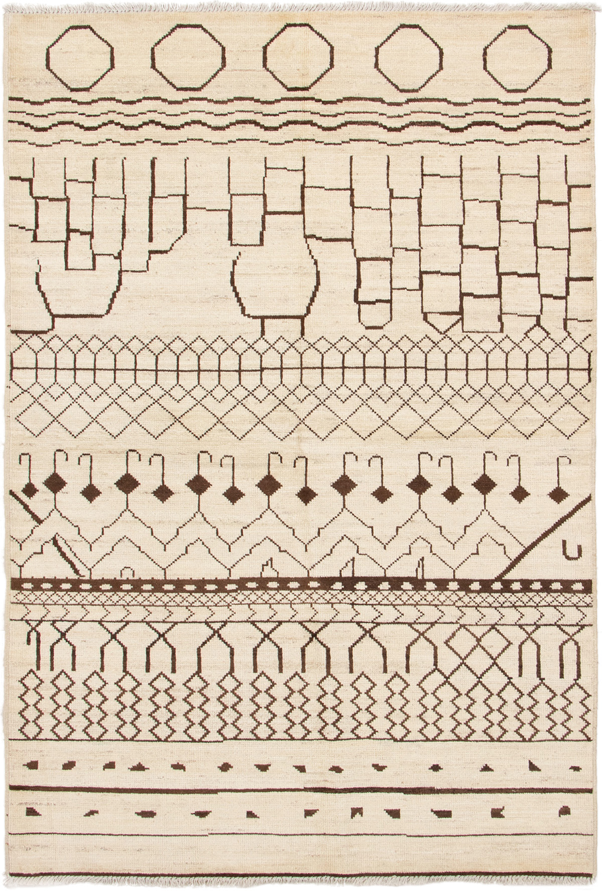 Hand-knotted Tangier Cream Wool Rug 6'2" x 9'0" Size: 6'2" x 9'0"  