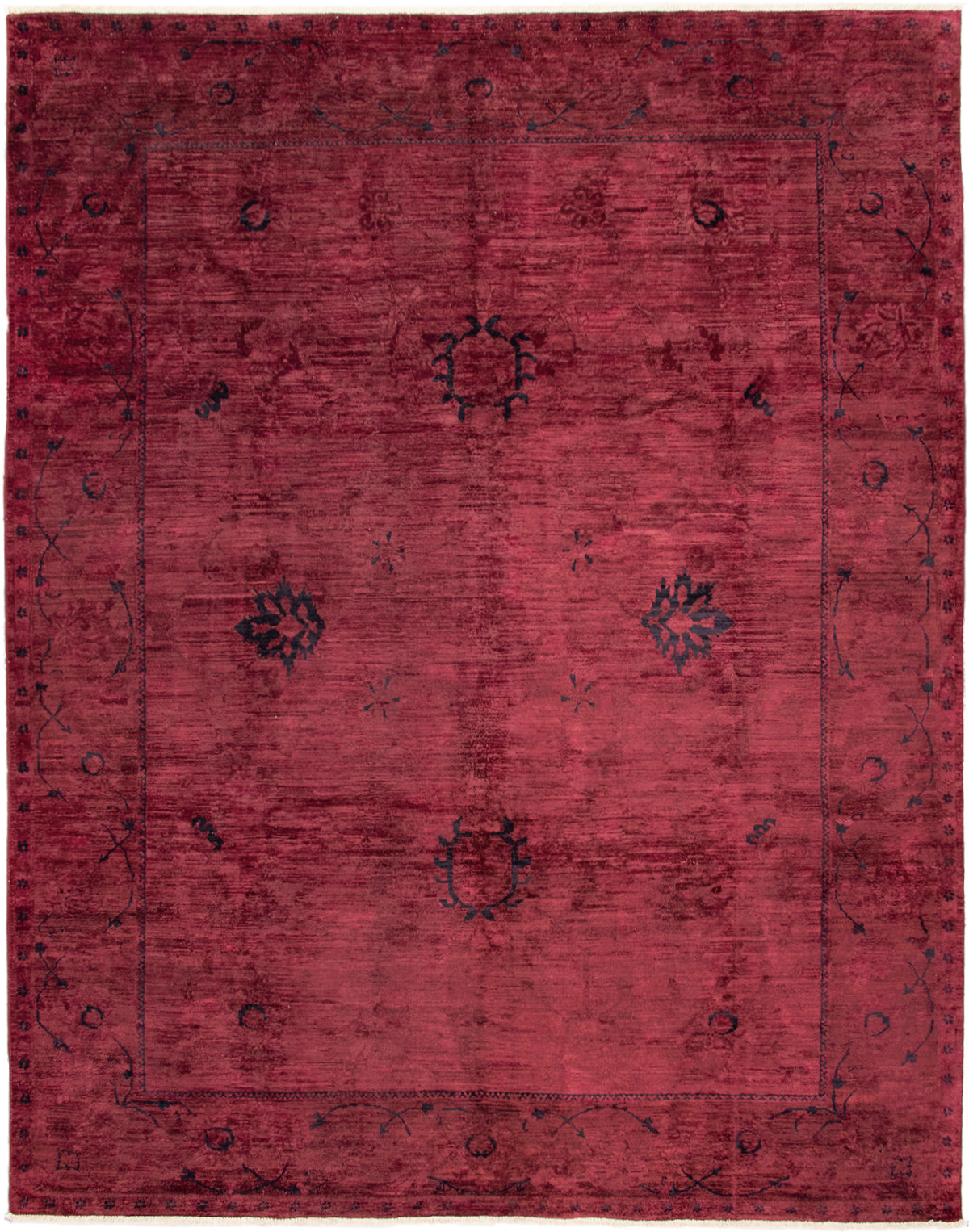 Hand-knotted Color transition Burgundy Wool Rug 9'0" x 11'7" Size: 9'0" x 11'7"  