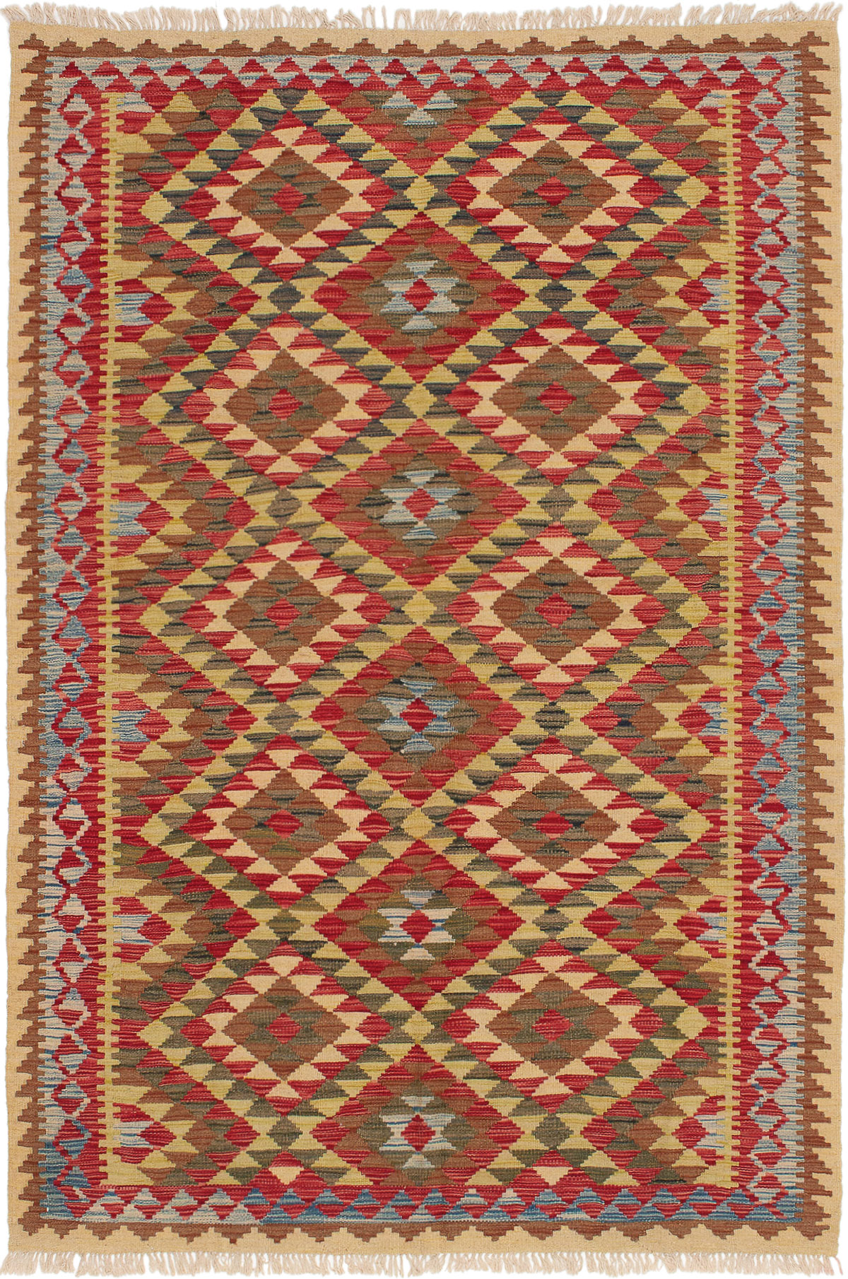 Hand woven Kashkoli FW Red Wool Kilim 5'4" x 7'11"  Size: 5'4" x 7'11"  
