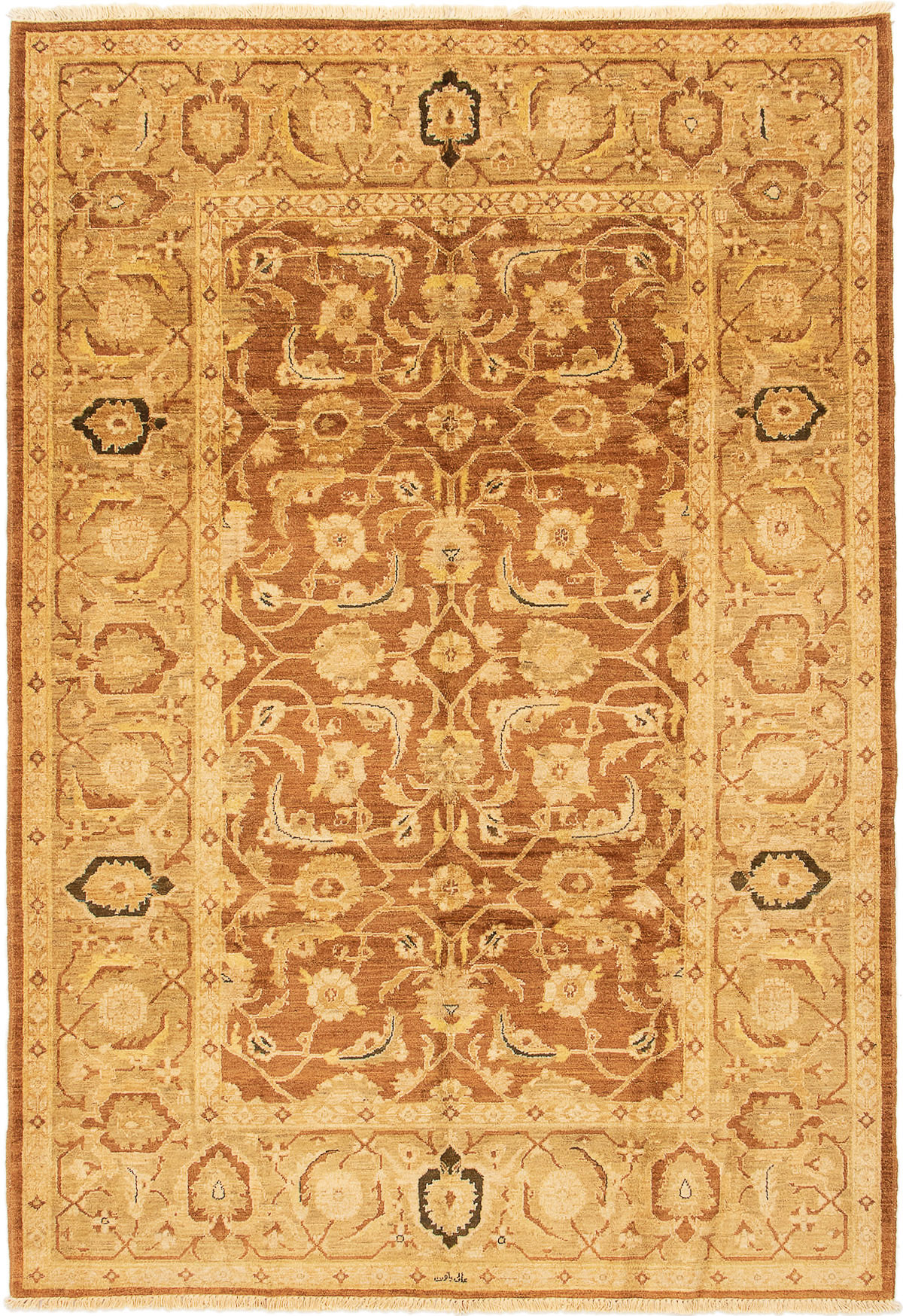 Hand-knotted Chobi Finest Brown Wool Rug 6'2" x 8'10" Size: 6'2" x 8'10"  