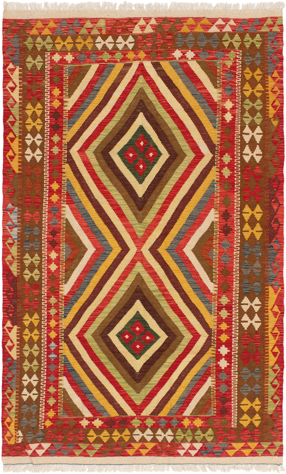 Hand woven Hereke FW Red Wool Kilim 4'11" x 8'3" Size: 4'11" x 8'3"  