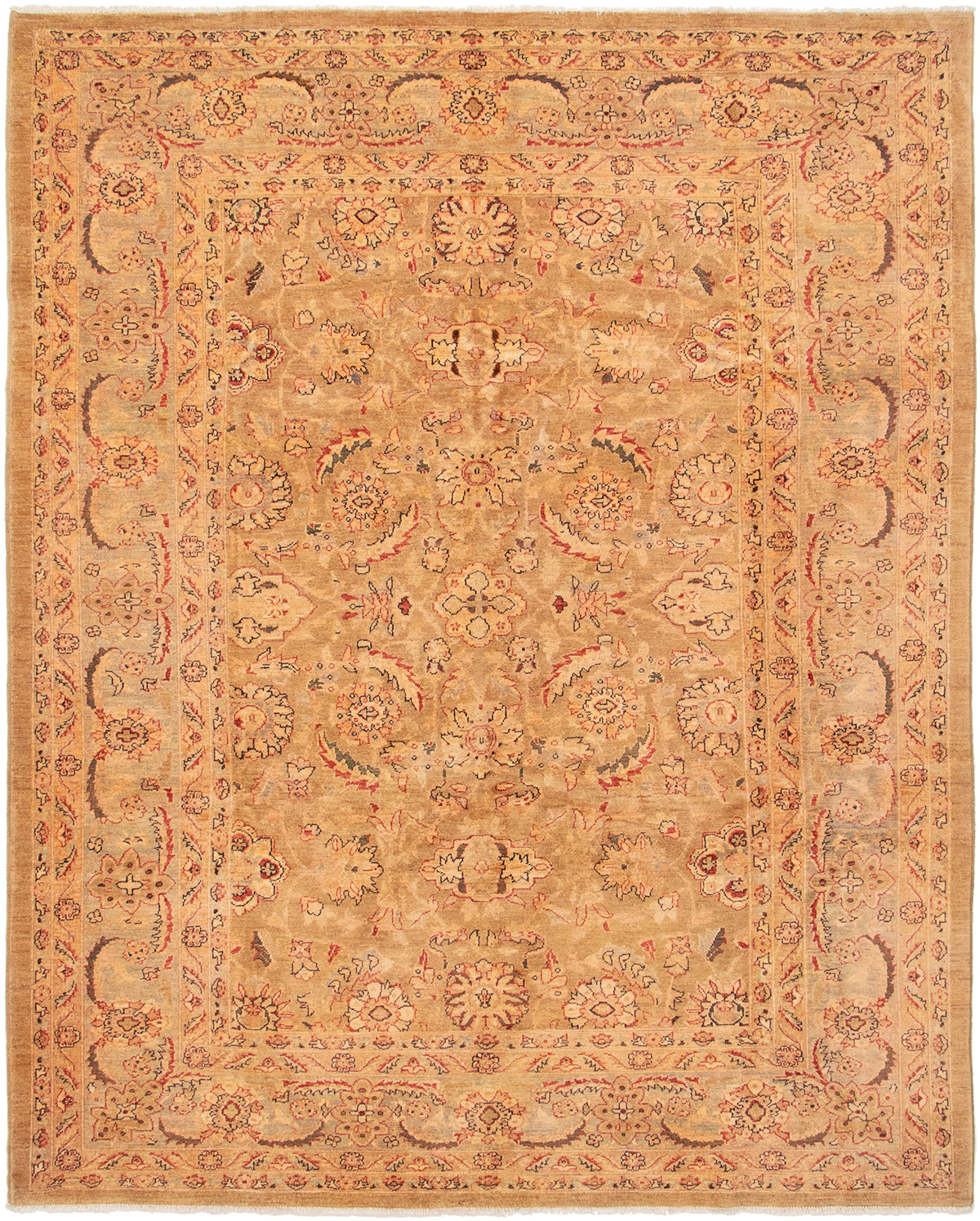 Hand-knotted Chobi Finest Tan Wool Rug 8'1" x 9'10" Size: 8'1" x 9'10"  