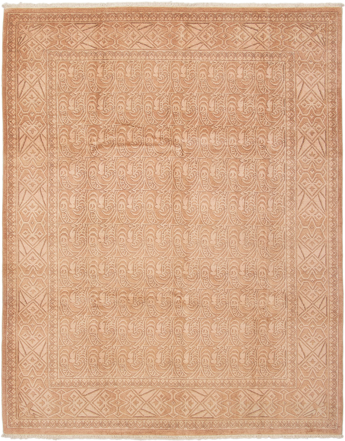 Hand-knotted Chobi Twisted Tan Wool Rug 8'4" x 10'5" Size: 8'4" x 10'5"  