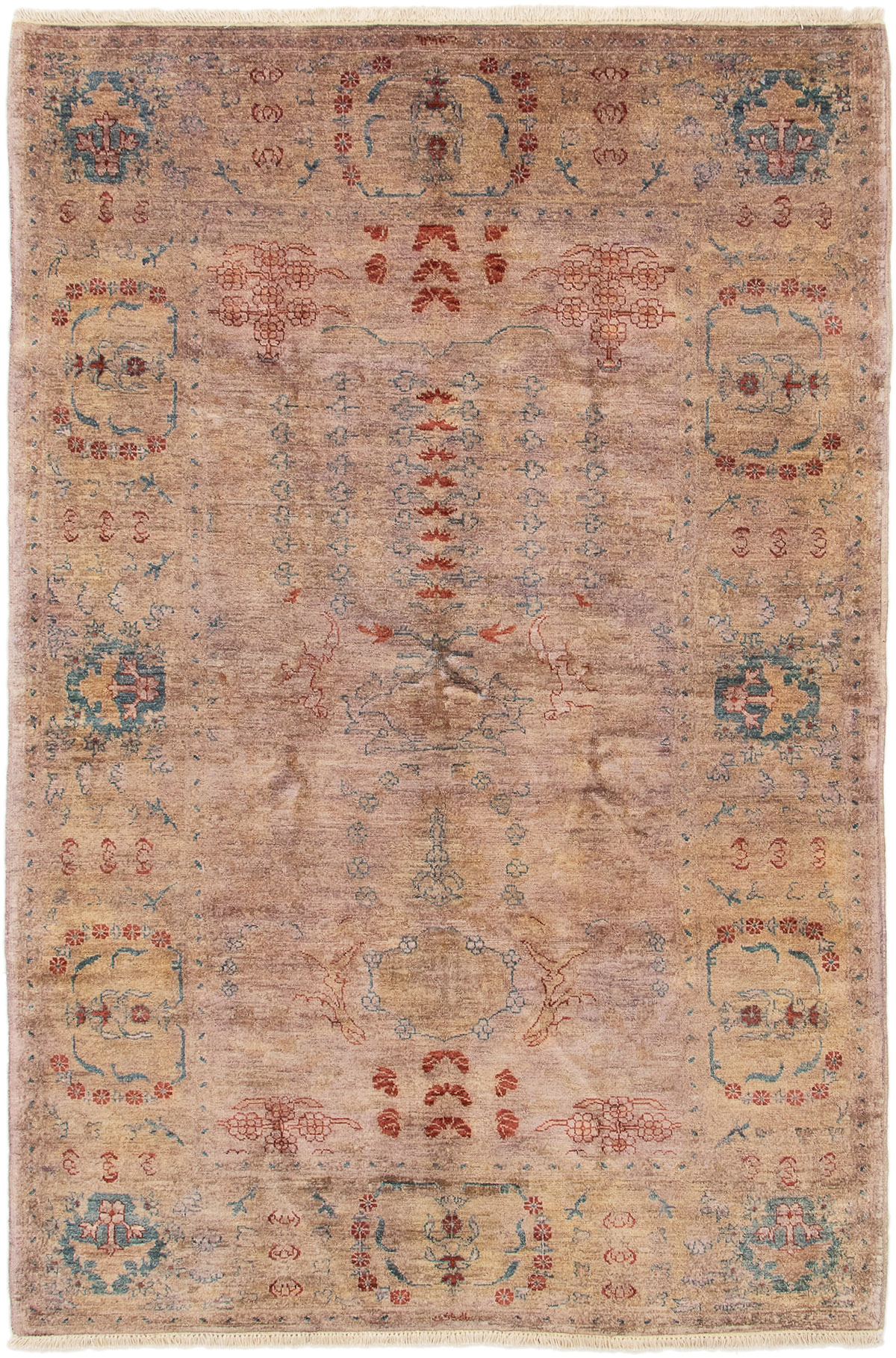 Hand-knotted Color transition Tan Wool Rug 5'4" x 7'10" Size: 5'4" x 7'10"  