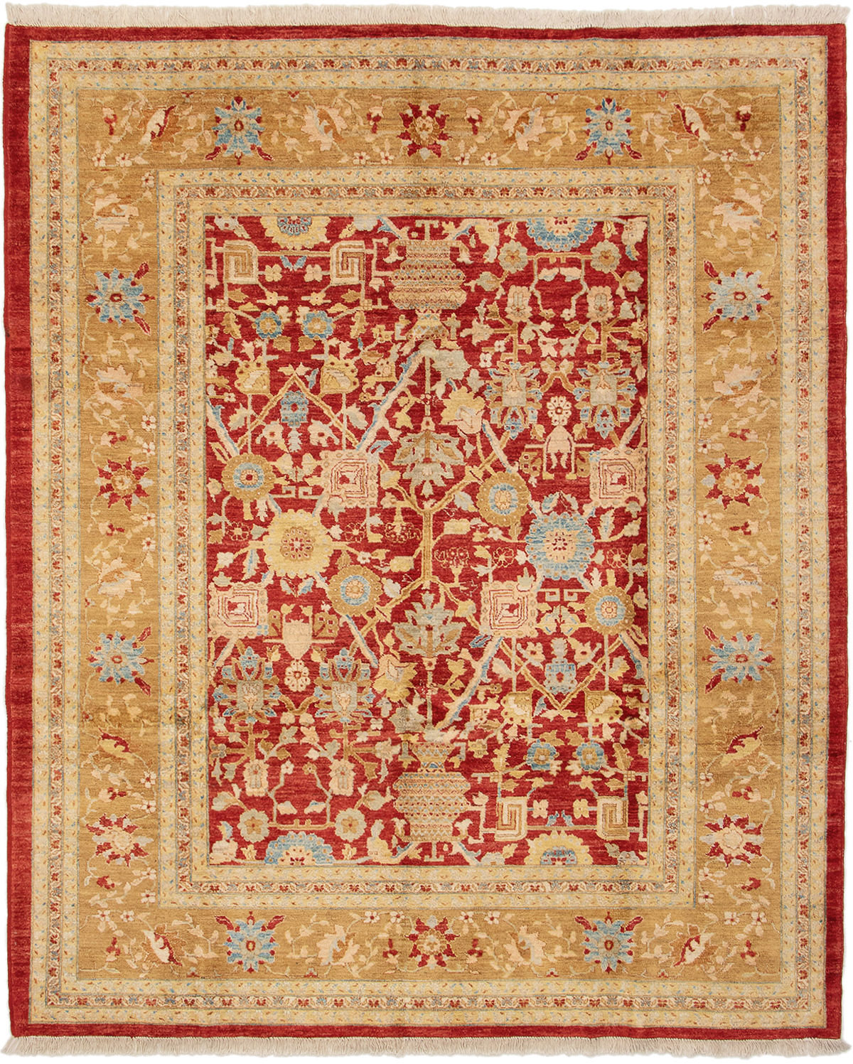 Hand-knotted Chobi Finest Red Wool Rug 7'9" x 9'6" Size: 7'9" x 9'6"  