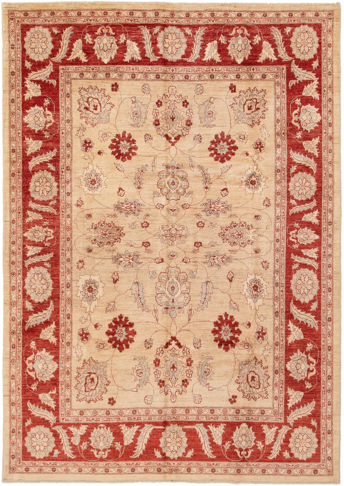Hand-knotted Chobi Finest Ivory Wool Rug 7'2" x 10'0" Size: 7'2" x 10'0"  