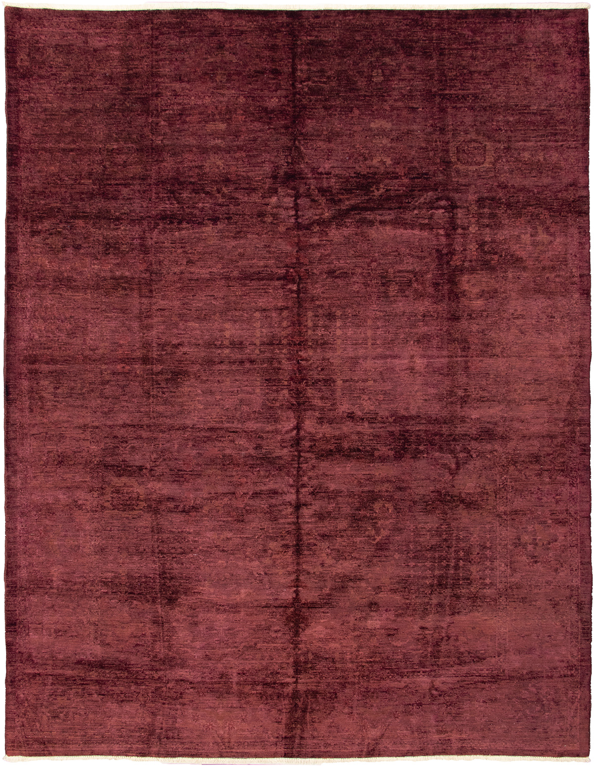 Hand-knotted Color transition Dark Burgundy Wool Rug 9'1" x 11'10" Size: 9'1" x 11'10"  