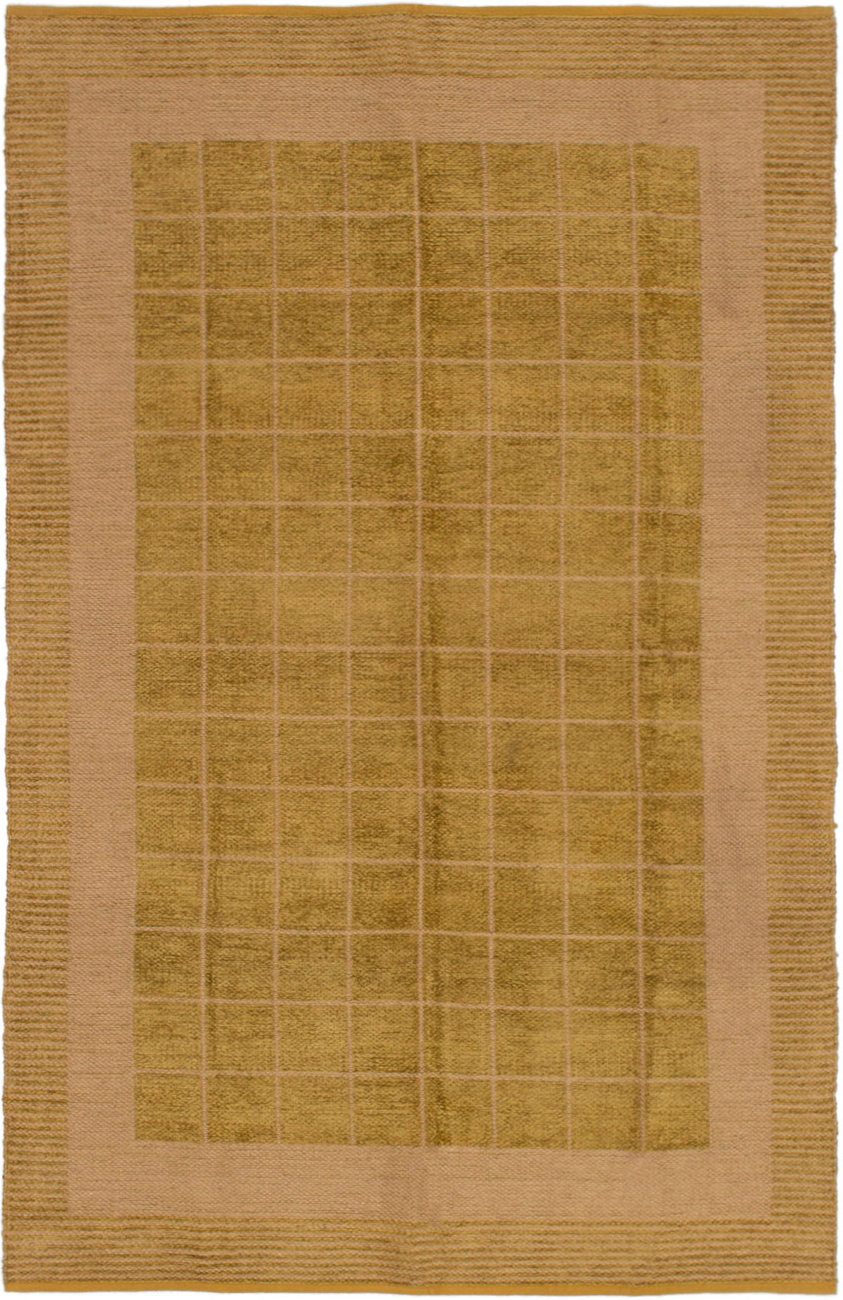 Hand woven Gaia dhurrie Olive Chenille Dhurrie 4'11" x 7'7" Size: 4'11" x 7'7"  