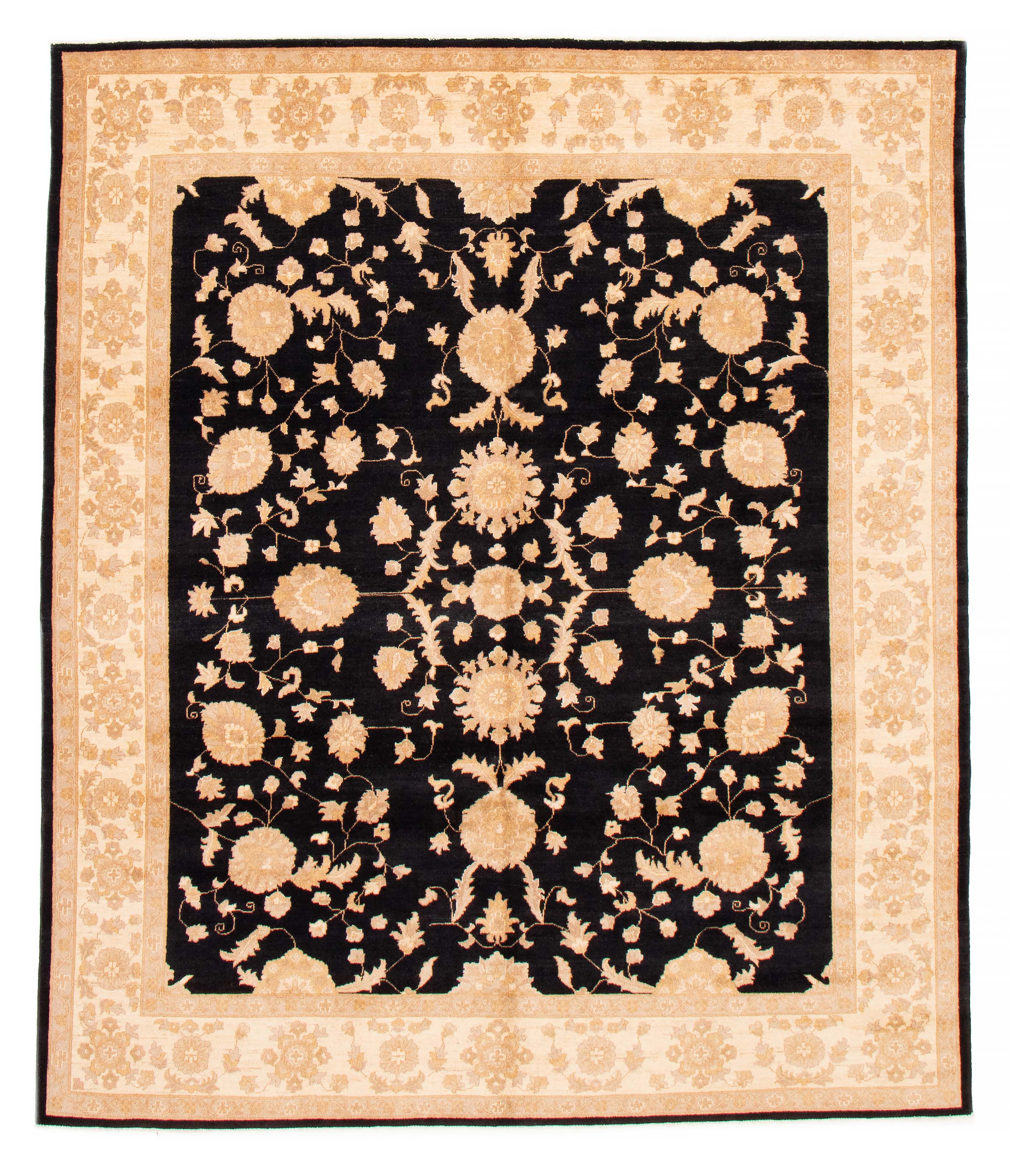 Hand-knotted Chobi Finest Black Wool Rug 8'2" x 9'8" Size: 8'2" x 9'8"  